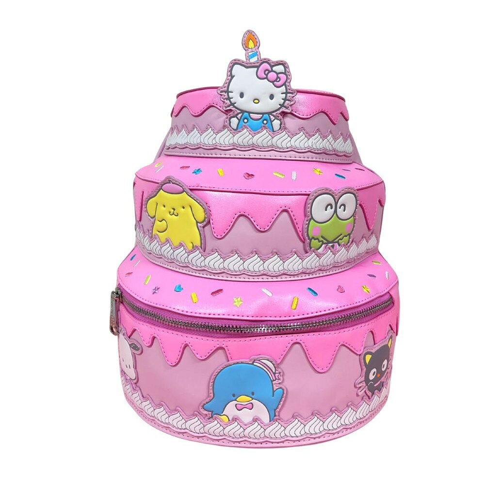 商品説明 商品の特徴/スペック・Loungefly Sanrio Birthday Cakeミニバックパック・3段ケーキデザインにポチャッコ、タキシードサム、チョコキャット、ポムポムプリン、けろけろけろっぴが描かれています・背面にマイメロディとクロミのデザイン・上部にハローキティとバースデーキャンドルのデザイン・サイズ：約26.7cm x 22.9cm x 17.8cm・フェイクレザー素材・正式ライセンス商品ご注意事項・商品の色・デザインが異なる場合があります・説明書が付属する場合は、英語表記になります付属品・ミニバックパック本体・取扱説明書 商品について 本製品は海外からの輸入品です。取扱説明書が付属する場合は英語表記となり、日本語説明書は付属しておりません。 ご注意 商品イメージは極力商品本来の色が出るよう注意していますが、 ご覧になる環境（ディスプレイ機器、画面解像度） などにより、 若干の違いが出ることがあります。在庫管理に関しましては細心の注意を払っておりますが、他サイトとの併売の為、在庫切れの場合がございます。万が一売り切れの場合はメールご連絡させていただきます。 納期について お届けの目安を必ずご確認ください。