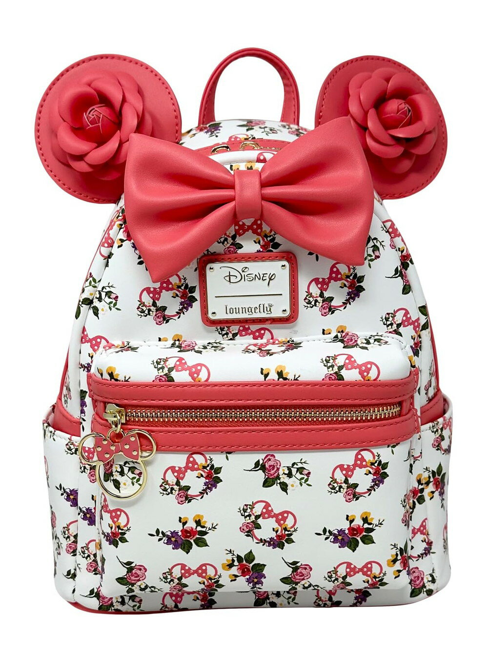 Loungefly ディズニー ミニーマウス ローズ 総柄 レディース ダブルストラップ ショルダーバッグ
