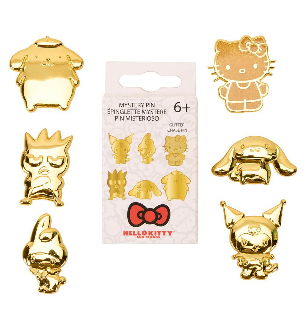 Loungefly サンリオ ハローキティ 50周年 ゴールド ブラインドボックスピン ゴールド