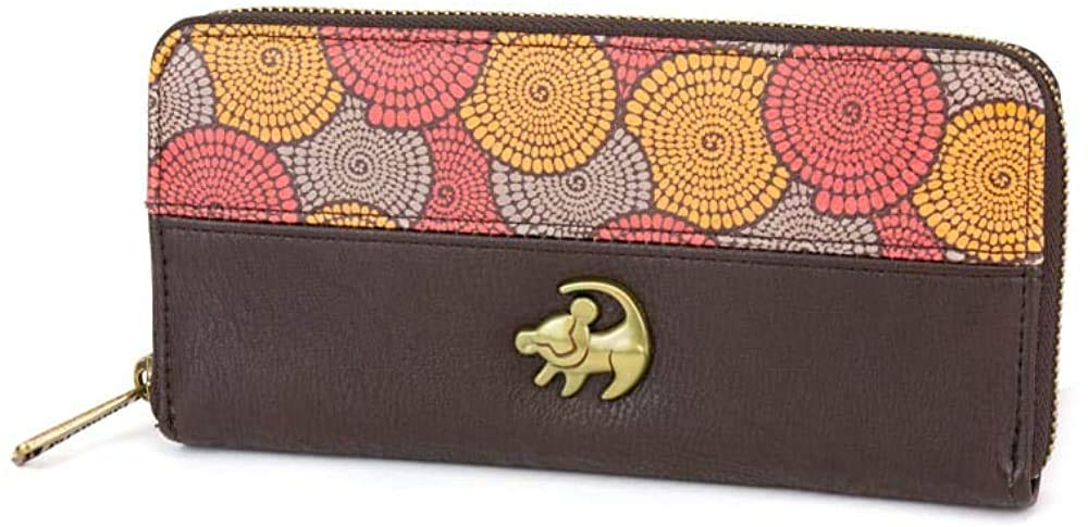Loungeflyラウンジフライ ディズニー ライオンキング シンバ レディース 長財布 ジップアラウンド フェイクレザー 花柄 ウォレット