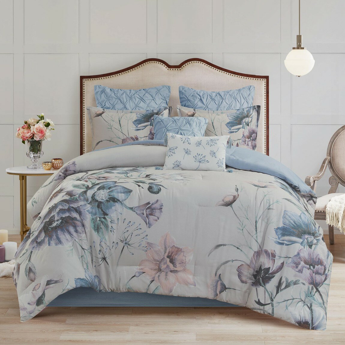 Madison Park マディソンパーク カサンドラ コンフォーター 8点セット ブルー 花柄...