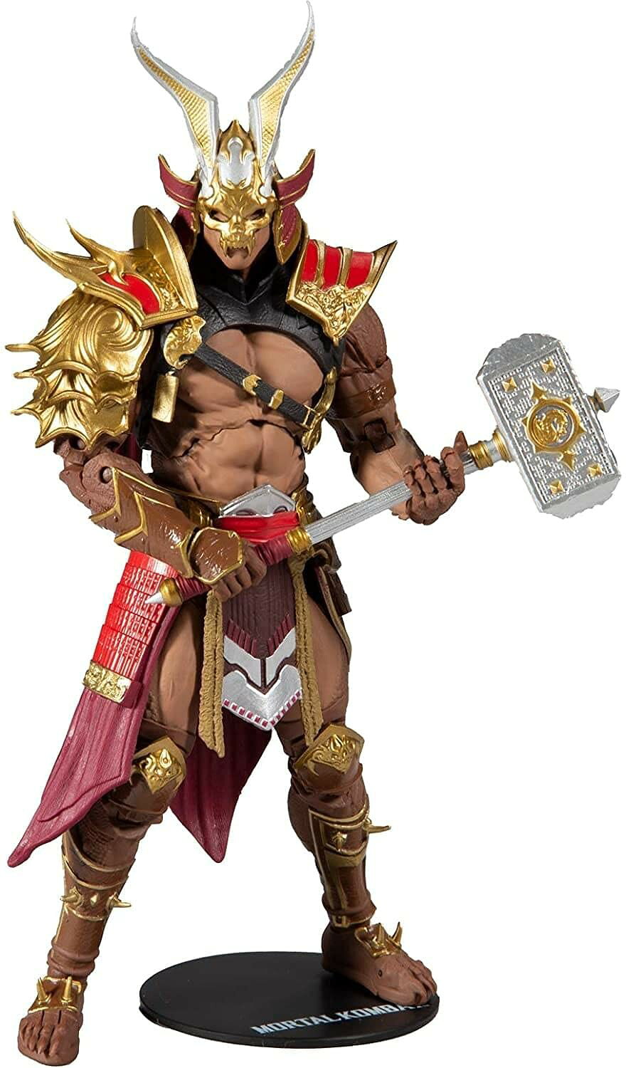 PRODUCT DETAILS マクファーレン トイズ モータルコンバット シャオ・カーン 7インチ アクションフィギュア / McFarlane Toys Mortal Kombat Shao Kahn 7" Action Figure【商品仕様】・ アイテム種別：アクションフィギュア・ サイズ：全高約18cm（7インチスケール）・ 可動ポイント：最大22箇所・ 素材：プラスチック・ 付属品：ハンマー（デスブリンガー）、台座・ パッケージ：ウィンドウボックス仕様【特徴】・ ゲーム『モータルコンバット11』に登場するシャオ・カーンを「ベイン・オブ・アースレルム」スキンで立体化。・ 最大22箇所の可動ポイントを設けた「ウルトラ・アーティキュレーション」設計により、幅広いポージングが可能。・ 武器として巨大なハンマー「デスブリンガー」と、ディスプレイ用の専用台座が付属。・ 希少な「ブラッディ・チェイス」バージョンがランダムで封入される場合があります。・ モータルコンバットのテーマを施したウィンドウボックス・パッケージに封入。 ■ 商品について 海外輸入品（説明書は英語表記の場合あり） ■ ご注意 ・掲載画像は実物に近い色味になるよう調整しておりますが、ご利用の環境により差異が生じる場合があります。・複数店舗で在庫を共有しているため、ご注文後に在庫切れとなる場合がございます。 ■ 納期について お届けの目安を必ずご確認ください。 海外正規ルート仕入れ品 海外ブランド ▼ 海外正規ブランド店 正規代理店 ▼ 当 店 ※本商品は並行輸入品です 製造元は正規品と同一のブランド・メーカーです。当店では海外正規ルートより仕入れた商品を取り扱っております。流通ルートが異なるのみで、商品自体に違いはございません。 ── 当店の商品について ── 正規品のみ取り扱い 海外正規店・正規代理店から商品を直接仕入れ、国内に輸入して販売しております。 日本未入荷・海外限定モデルも多数 日本未入荷・海外限定モデルも多数取り扱っております。サイズ・カラー違いや海外限定で販売された製品など、日本では手に入りにくいアイテムをお届けいたします。 お求めやすい価格の理由 海外市場での価格差や流通ルートの違いにより、国内販売価格よりお求めやすくなっております。品質はそのままに、よりお手頃な価格でお届けいたします。 安心保証 ご使用前に万が一、製品に不具合がございました場合は、交換または商品代金のご返金にて対応させていただきます。商品到着後5日以内にご連絡ください。 ご注意 海外からの輸入品となります。海外輸送のため、外箱に軽微なスレ等がある場合がございますが、商品本体には影響ございません。 ※在庫状況は仕入先の在庫情報をもとに出来る限り正確に表示しておりますが、取寄せ商品のため、タイミングによりご注文後に欠品・キャンセルとなる場合がございます。 お探しの商品がございましたら、お気軽にご相談ください。