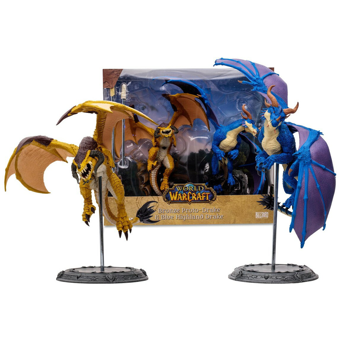 マクファーレン トイズ ワールド オブ ウォークラフト ブロンズ & ブルー・ドレイク 1/12スケール フィギュアセット / McFarlane Toys WoW Bronze Proto-Drake and Blue Highland Drake 2pk