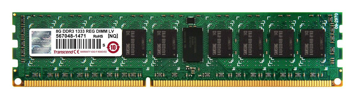 Transcend 8GB DDR3-1333 サーバー用 ECC Registered RDIMM メモリ TS1GKR72W3H