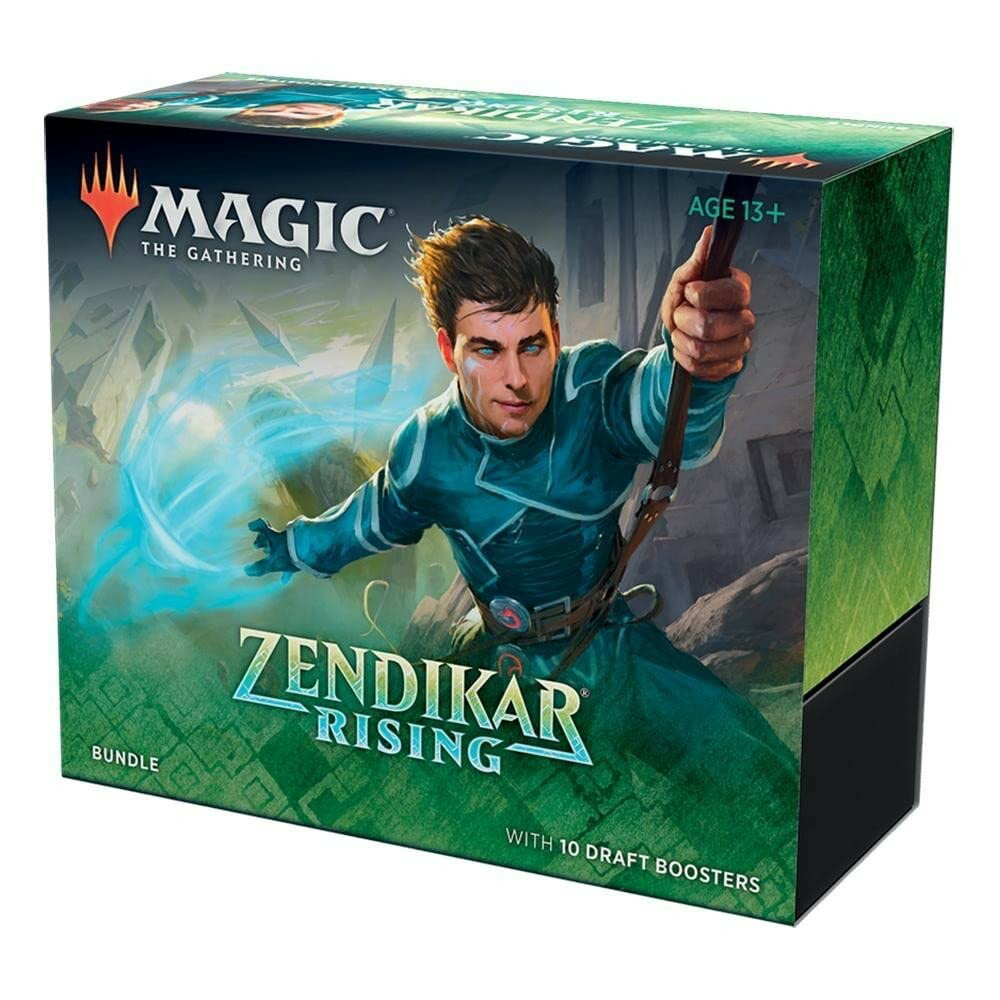 英語版 Magic: The Gathering Zendikar Rising Bundle | 10 Draft Booster Packs (150 Cards) | Foil Lands | Accessories