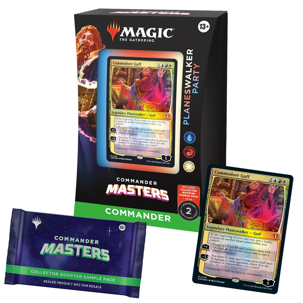 英語版 Magic: The Gathering Commander Masters Commander Deck - Planeswalker Party (100-Card Deck, 2-Card Collector Booster Sample Pack + Accessories)