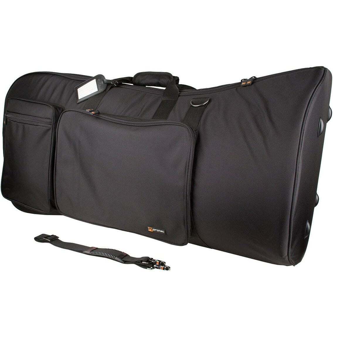 PRODUCT DETAILS Protec チューバ用ギグバッグ 1680デニール バリスティックナイロン バックパックストラップ付属【商品仕様】・ 対応楽器：チューバ・ ケース種別：ギグバッグ・ 外装素材：1680デニール バリスティックナイロン（撥水・耐摩耗性）・ 内装素材：ソフトベルボア・ 付属仕様：バックパックストラップ、ショルダーストラップ、外部ポケット2箇所、小物収納用オーガナイザー、金属製パーツ【特徴】・ 外装に撥水性と耐摩耗性に優れた1680デニールのバリスティックナイロンを採用し、楽器を保護します。・ 厚手のパッドが入った内蔵バックパックストラップとショルダーストラップにより、多様な形態での運搬が可能です。・ 楽器の損傷を防ぐため、ベル部分とバルブ部分のエリアには補強材が追加されています。・ ペンや鍵、小物を整理して収納できるオーガナイザー機能を備えた外部ポケットを装備しています。・ 楽器を傷つけにくいソフトなベルボア素材の内装と、操作性の高い大型ジッパーを採用しています。 ■ 商品について 海外輸入品（説明書は英語表記の場合あり） ■ ご注意 ・掲載画像は実物に近い色味になるよう調整しておりますが、ご利用の環境により差異が生じる場合があります。・複数店舗で在庫を共有しているため、ご注文後に在庫切れとなる場合がございます。 ■ 納期について お届けの目安を必ずご確認ください。 海外正規ルート仕入れ品 海外ブランド ▼ 海外正規ブランド店 正規代理店 ▼ 当 店 ※本商品は並行輸入品です 製造元は正規品と同一のブランド・メーカーです。当店では海外正規ルートより仕入れた商品を取り扱っております。流通ルートが異なるのみで、商品自体に違いはございません。 ── 当店の商品について ── 正規品のみ取り扱い 海外正規店・正規代理店から商品を直接仕入れ、国内に輸入して販売しております。 日本未入荷・海外限定モデルも多数 日本未入荷・海外限定モデルも多数取り扱っております。サイズ・カラー違いや海外限定で販売された製品など、日本では手に入りにくいアイテムをお届けいたします。 お求めやすい価格の理由 海外市場での価格差や流通ルートの違いにより、国内販売価格よりお求めやすくなっております。品質はそのままに、よりお手頃な価格でお届けいたします。 安心保証 ご使用前に万が一、製品に不具合がございました場合は、交換または商品代金のご返金にて対応させていただきます。商品到着後5日以内にご連絡ください。 ご注意 海外からの輸入品となります。海外輸送のため、外箱に軽微なスレ等がある場合がございますが、商品本体には影響ございません。 ※在庫状況は仕入先の在庫情報をもとに出来る限り正確に表示しておりますが、取寄せ商品のため、タイミングによりご注文後に欠品・キャンセルとなる場合がございます。 お探しの商品がございましたら、お気軽にご相談ください。