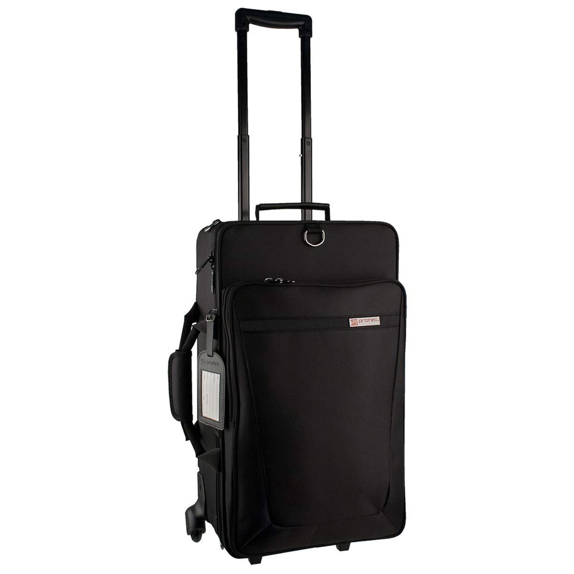 PRODUCT DETAILS Protec トランペット 複数本収納用 キャスター付き セミハードケース PRO PAC ブラック【商品仕様】・ 対応楽器：トランペット、フリューゲルホルン、コルネット等（複数本収納可能）・ ケース種別：セミハードケース（キャスター付）・ 外装素材：1680デニール・バリスティックナイロン・ 内装素材：パッド入りベルベット・ 重量：約4.8kg・ 外寸：約56.0cm x 31.8cm x 22.9cm・ 付属仕様：伸縮式ハンドル、インラインホイール、ショルダーストラップ、可動式仕切り、大型外部ポケット【特徴】・ 軽量な木製フレームと耐摩耗性に優れた1680デニールのバリスティックナイロンにより、楽器を保護します。・ ベルクロ式の可動な仕切り壁とサポートブロックにより、楽器の形状やサイズに合わせて内部レイアウトの調整が可能です。・ スムーズに回転するインラインホイールと伸縮式のハンドルを装備し、移動時の負担を軽減します。・ 外部ポケットには小物類を整理して収納できるオーガナイザー機能を備えています。・ リード、DEHP、PAHS8、DBP、BBPを含まない安全性の確認された素材を使用しています。 ■ 商品について 海外輸入品（説明書は英語表記の場合あり） ■ ご注意 ・掲載画像は実物に近い色味になるよう調整しておりますが、ご利用の環境により差異が生じる場合があります。・複数店舗で在庫を共有しているため、ご注文後に在庫切れとなる場合がございます。 ■ 納期について お届けの目安を必ずご確認ください。 海外正規ルート仕入れ品 海外ブランド ▼ 海外正規ブランド店 正規代理店 ▼ 当 店 ※本商品は並行輸入品です 製造元は正規品と同一のブランド・メーカーです。当店では海外正規ルートより仕入れた商品を取り扱っております。流通ルートが異なるのみで、商品自体に違いはございません。 ── 当店の商品について ── 正規品のみ取り扱い 海外正規店・正規代理店から商品を直接仕入れ、国内に輸入して販売しております。 日本未入荷・海外限定モデルも多数 日本未入荷・海外限定モデルも多数取り扱っております。サイズ・カラー違いや海外限定で販売された製品など、日本では手に入りにくいアイテムをお届けいたします。 お求めやすい価格の理由 海外市場での価格差や流通ルートの違いにより、国内販売価格よりお求めやすくなっております。品質はそのままに、よりお手頃な価格でお届けいたします。 安心保証 ご使用前に万が一、製品に不具合がございました場合は、交換または商品代金のご返金にて対応させていただきます。商品到着後5日以内にご連絡ください。 ご注意 海外からの輸入品となります。海外輸送のため、外箱に軽微なスレ等がある場合がございますが、商品本体には影響ございません。 ※在庫状況は仕入先の在庫情報をもとに出来る限り正確に表示しておりますが、取寄せ商品のため、タイミングによりご注文後に欠品・キャンセルとなる場合がございます。 お探しの商品がございましたら、お気軽にご相談ください。