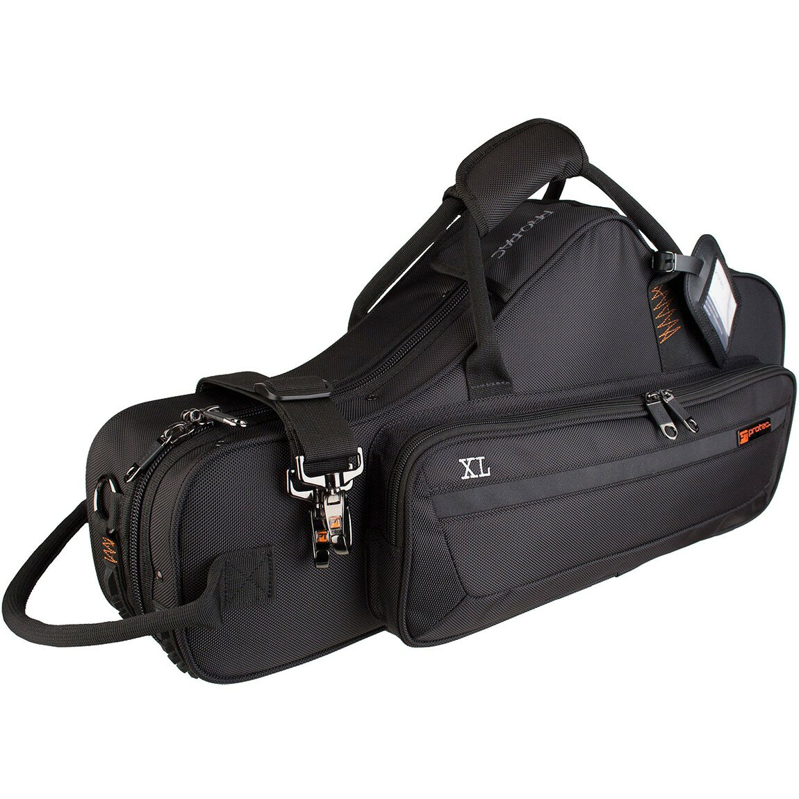 PRODUCT DETAILS Protec アルトサックス用セミハードケース PRO PAC ラージベル・ビッグボディ対応 ブラック【商品仕様】・ 対応楽器：アルトサックス（ラージベル、ビッグボディ対応モデル）・ ケース種別：セミハードケース・ 外装素材：1680デニール バリスティックナイロン（撥水加工）・ 内装素材：パッド入りベルベット・ フレーム：軽量木製フレーム・ 外寸：約66.0cm x 31.1cm x 19.1cm・ 重量：約2.7kg・ 付属仕様：滑り止め付きショルダーストラップ、フルートケース収納対応大型ポケット、ネック・マウスピース用収納スペース、ゴム製フット【特徴】・ 耐衝撃性に優れた軽量木製フレームを芯材に使用し、外装には耐久性の高い1680デニールバリスティックナイロンと頑丈なジグザグ縫製を採用しています。・ 通常サイズより大きいベルやボディを持つアルトサックスに対応できるよう設計されたコンター（形状に合わせた）タイプのケースです。・ フロントポケットは収納力が高く、フルートケースをそのまま収納できるほか、小物の整理に便利な仕切り機能も備えています。・ 内装はクッション性のあるベルベット生地で楽器を保護し、ネックとマウスピースを個別に収納できる専用セクションを設けています。・ ケースの角やジッパーへの衝撃を和らげるため、底面と側面には衝撃吸収用の頑丈なゴム製フットとランナーが装備されています。 ■ 商品について 海外輸入品（説明書は英語表記の場合あり） ■ ご注意 ・掲載画像は実物に近い色味になるよう調整しておりますが、ご利用の環境により差異が生じる場合があります。・複数店舗で在庫を共有しているため、ご注文後に在庫切れとなる場合がございます。 ■ 納期について お届けの目安を必ずご確認ください。 海外正規ルート仕入れ品 海外ブランド ▼ 海外正規ブランド店 正規代理店 ▼ 当 店 ※本商品は並行輸入品です 製造元は正規品と同一のブランド・メーカーです。当店では海外正規ルートより仕入れた商品を取り扱っております。流通ルートが異なるのみで、商品自体に違いはございません。 ── 当店の商品について ── 正規品のみ取り扱い 海外正規店・正規代理店から商品を直接仕入れ、国内に輸入して販売しております。 日本未入荷・海外限定モデルも多数 日本未入荷・海外限定モデルも多数取り扱っております。サイズ・カラー違いや海外限定で販売された製品など、日本では手に入りにくいアイテムをお届けいたします。 お求めやすい価格の理由 海外市場での価格差や流通ルートの違いにより、国内販売価格よりお求めやすくなっております。品質はそのままに、よりお手頃な価格でお届けいたします。 安心保証 ご使用前に万が一、製品に不具合がございました場合は、交換または商品代金のご返金にて対応させていただきます。商品到着後5日以内にご連絡ください。 ご注意 海外からの輸入品となります。海外輸送のため、外箱に軽微なスレ等がある場合がございますが、商品本体には影響ございません。 ※在庫状況は仕入先の在庫情報をもとに出来る限り正確に表示しておりますが、取寄せ商品のため、タイミングによりご注文後に欠品・キャンセルとなる場合がございます。 お探しの商品がございましたら、お気軽にご相談ください。