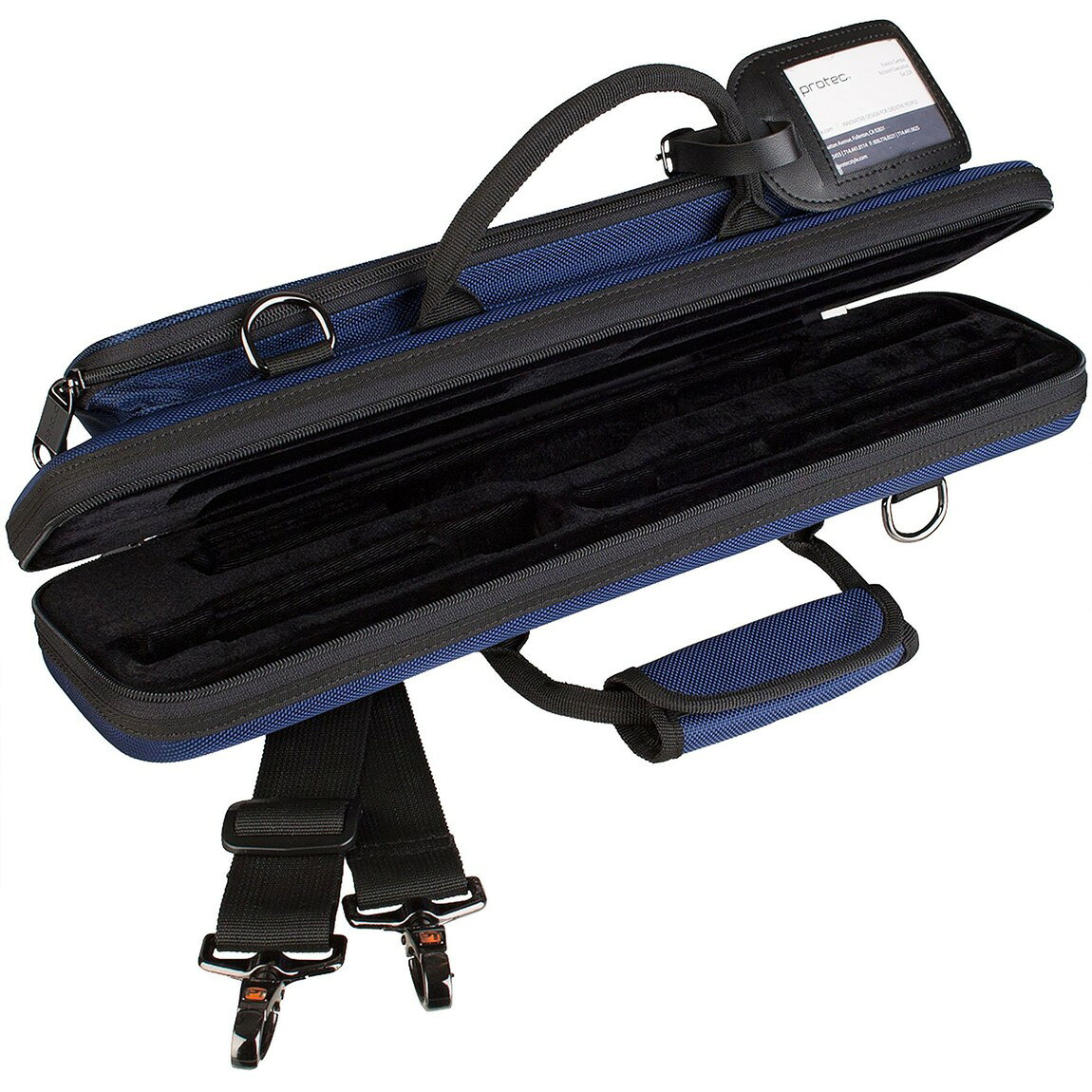PRODUCT DETAILS Protec フルート ケース Slimline PRO PAC ブルー B足部管 C足部管対応【商品仕様】・ 対応楽器：フルート（B足部管およびC足部管に対応）・ ケース種別：セミハードケース・ 外装素材：1680デニール・バリスティックナイロン（耐水性）・ 内装素材：ソフトベルベット（通気性・非研磨性）・ 外寸：約43.2cm x 13.3cm x 8.3cm・ 重量：約0.9kg・ 付属仕様：ショルダーストラップ、大型マチ付きポケット、クリーニングロッド専用収納部、金属製フット【特徴】・ 衝撃吸収フレームと耐久性に優れたバリスティックナイロンにより、楽器を安全に保護します。・ B足部管とC足部管の両方に対応する成形された内装は、指用の切り込みにより楽器の出し入れがスムーズです。・ 大型のフロントポケットにはピッコロケースの収納が可能で、掃除棒専用のジッパー付きセクションも備えています。・ 滑り止め加工が施された調節可能なショルダーストラップが付属し、持ち運びの利便性を高めています。・ 素材には鉛やDEHPなどの有害物質を含まない、安全基準に適合した材料を使用しています。 ■ 商品について 海外輸入品（説明書は英語表記の場合あり） ■ ご注意 ・掲載画像は実物に近い色味になるよう調整しておりますが、ご利用の環境により差異が生じる場合があります。・複数店舗で在庫を共有しているため、ご注文後に在庫切れとなる場合がございます。 ■ 納期について お届けの目安を必ずご確認ください。 海外正規ルート仕入れ品 海外ブランド ▼ 海外正規ブランド店 正規代理店 ▼ 当 店 ※本商品は並行輸入品です 製造元は正規品と同一のブランド・メーカーです。当店では海外正規ルートより仕入れた商品を取り扱っております。流通ルートが異なるのみで、商品自体に違いはございません。 ── 当店の商品について ── 正規品のみ取り扱い 海外正規店・正規代理店から商品を直接仕入れ、国内に輸入して販売しております。 日本未入荷・海外限定モデルも多数 日本未入荷・海外限定モデルも多数取り扱っております。サイズ・カラー違いや海外限定で販売された製品など、日本では手に入りにくいアイテムをお届けいたします。 お求めやすい価格の理由 海外市場での価格差や流通ルートの違いにより、国内販売価格よりお求めやすくなっております。品質はそのままに、よりお手頃な価格でお届けいたします。 安心保証 ご使用前に万が一、製品に不具合がございました場合は、交換または商品代金のご返金にて対応させていただきます。商品到着後5日以内にご連絡ください。 ご注意 海外からの輸入品となります。海外輸送のため、外箱に軽微なスレ等がある場合がございますが、商品本体には影響ございません。 ※在庫状況は仕入先の在庫情報をもとに出来る限り正確に表示しておりますが、取寄せ商品のため、タイミングによりご注文後に欠品・キャンセルとなる場合がございます。 お探しの商品がございましたら、お気軽にご相談ください。