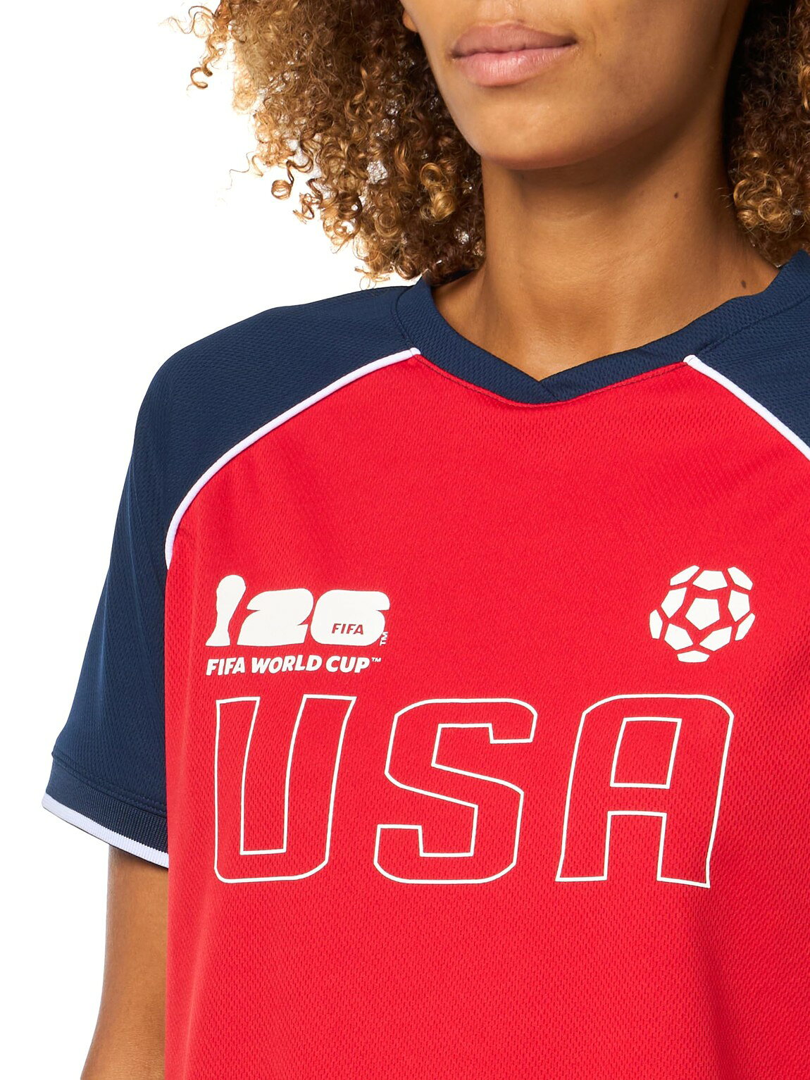 BasqueバスクのOuterstuff アウタースタッフ FIFA ワールドカップ 2026 アメリカ代表 USA レディース ラグランスリーブ Tシャツ サッカーシャツ 半袖｜アングル2