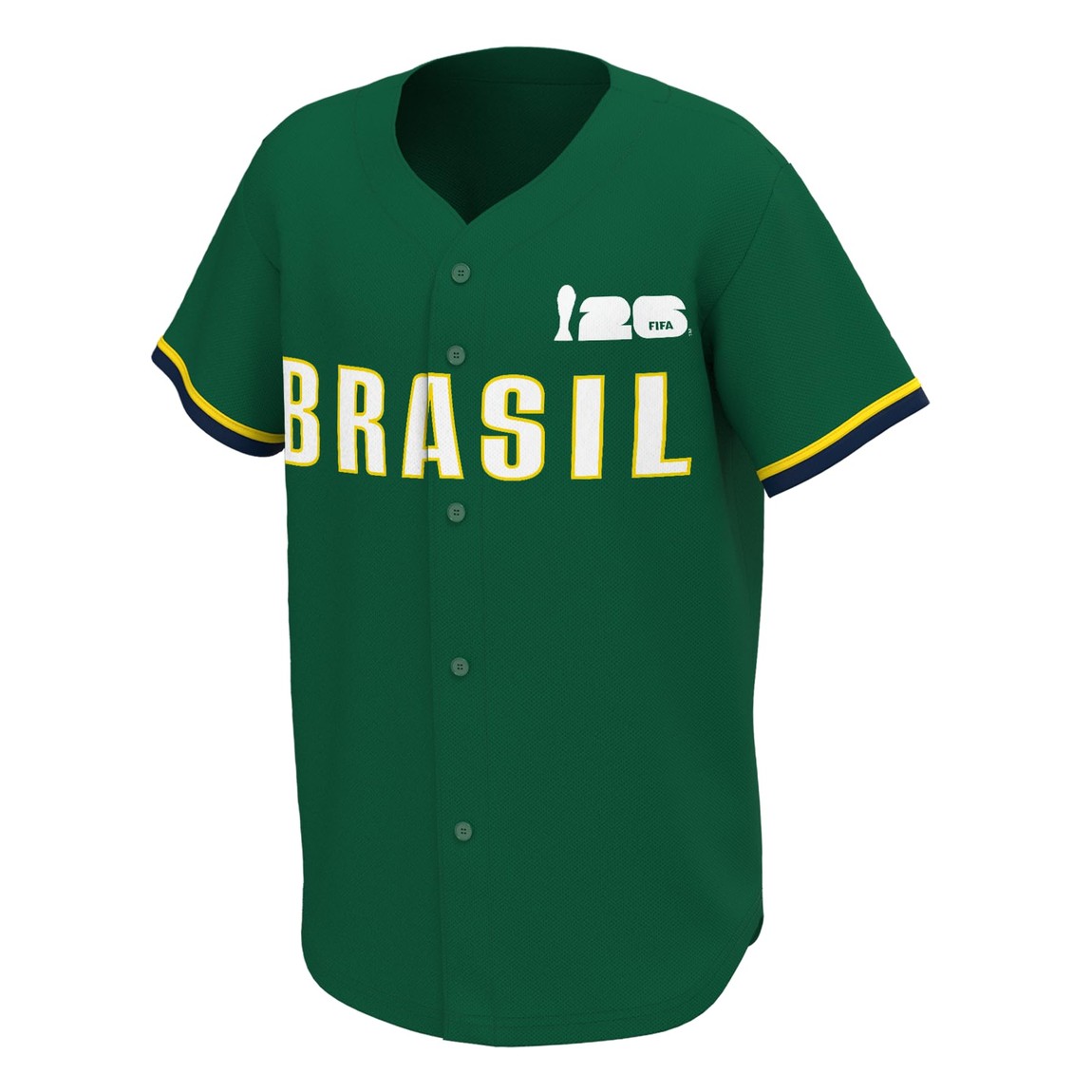Outerstuff FIFA ワールドカップ 2026 ブラジル Brazil 半袖 ボタンフロント ベースボールジャージ サッカー 公式ライセンス メンズ