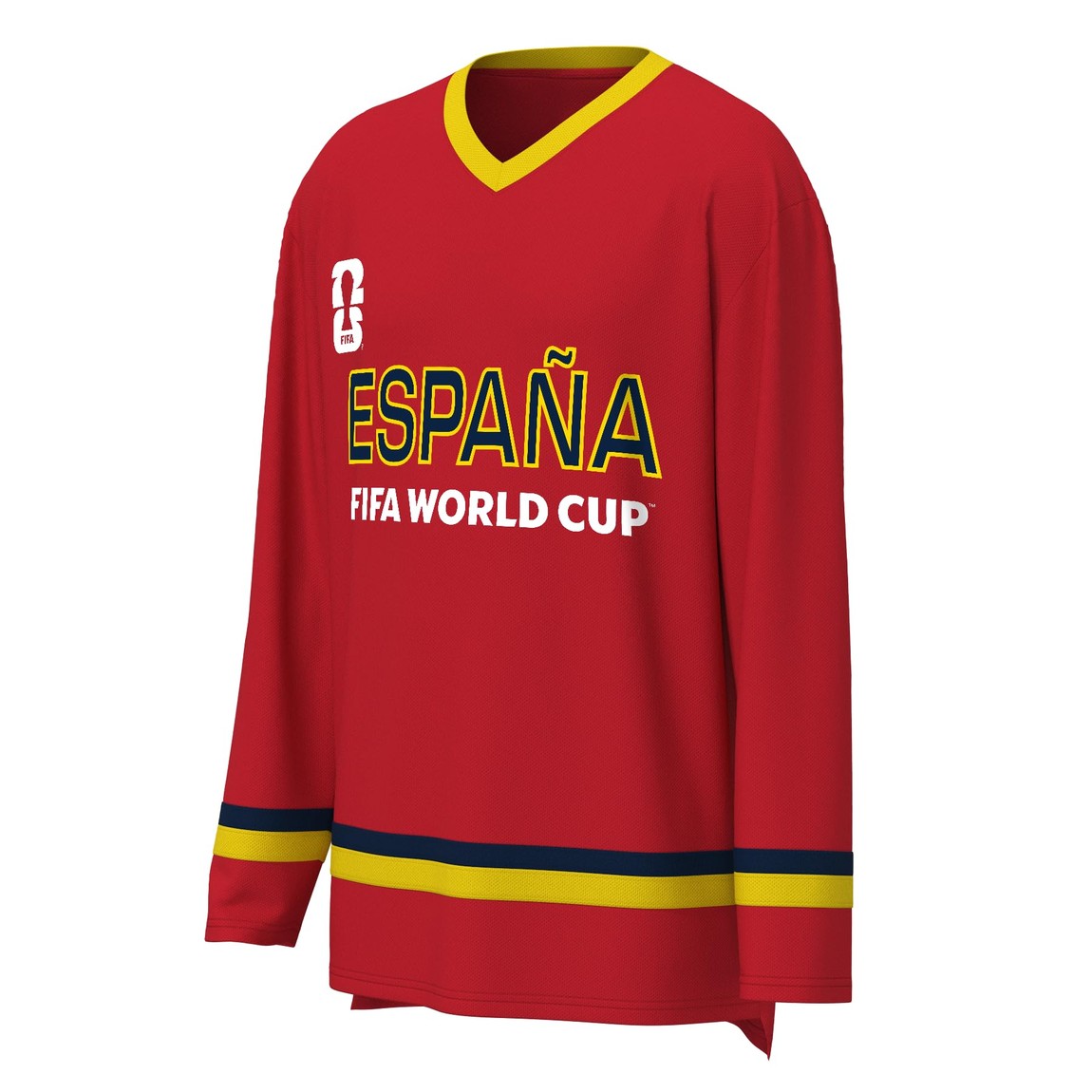 Outerstuff FIFA ワールドカップ 2026 スペイン代表 Spain ホッケージャージ ロングスリーブ Vネック シャツ メンズ サッカー ウェア