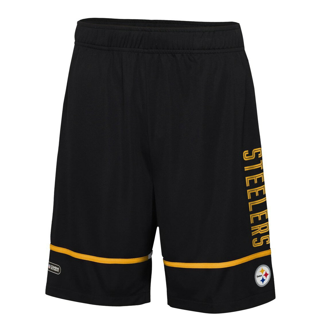 Outerstuff NFL ピッツバーグ・スティーラーズ Pittsburgh Steelers ショーツ ハーフパンツ ブラック ラッシャー パフォーマンス 軽量 ロゴ メンズ