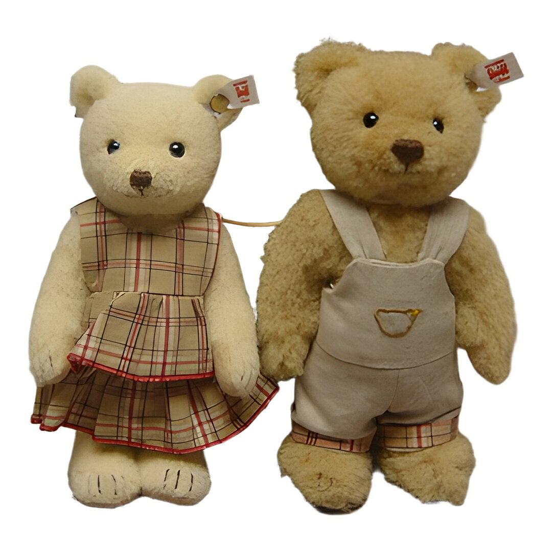 シュタイフ ウール プラッシュ テディベア siblings ベン & ミラ ベージュ バニラ 16&16cm 2022年製 Steiff 007170 ぬいぐるみ