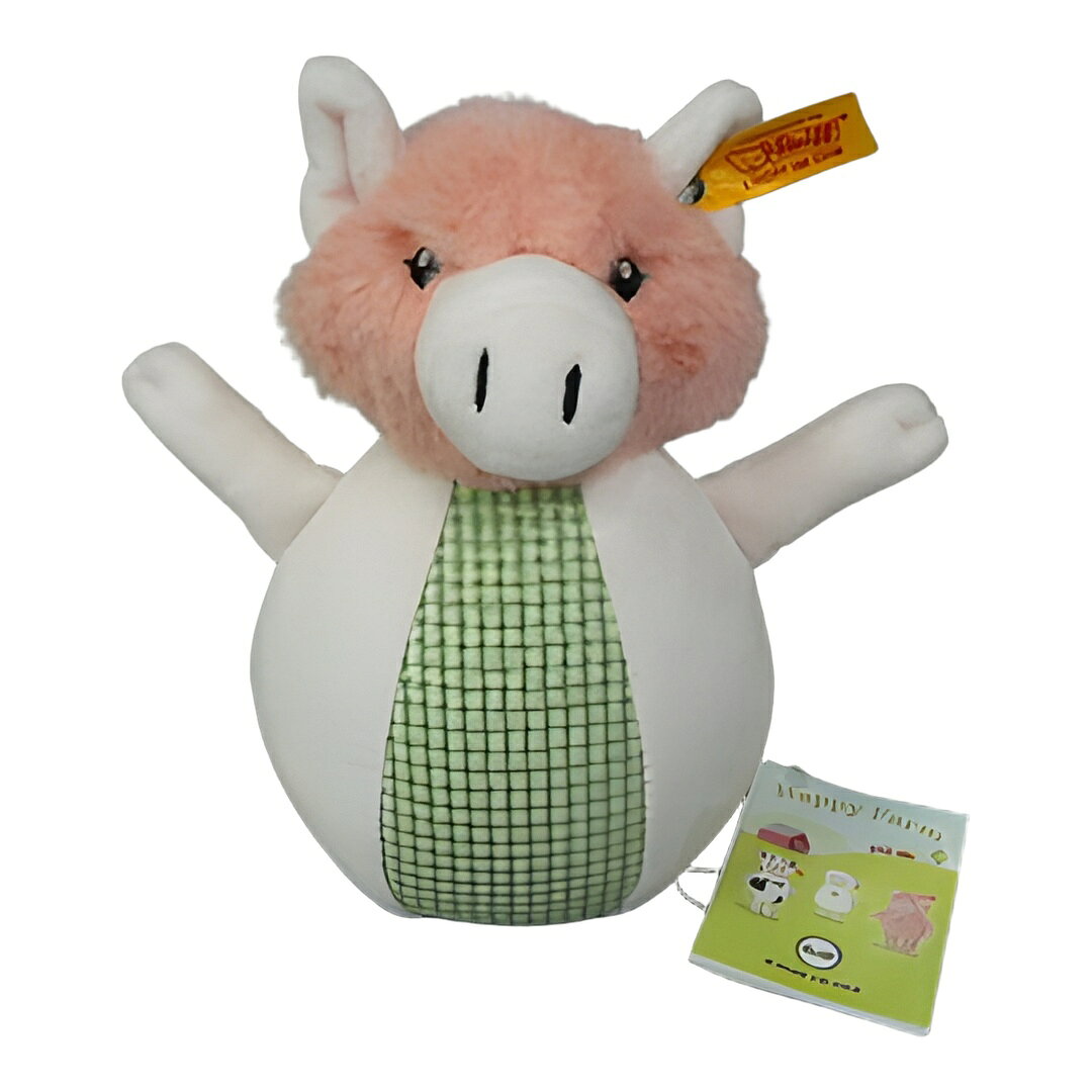 シュタイフ プラッシュ ハッピー ファーム Piggilee ブタ ミュージカル トイ ピンク グリーン 19cm 2017年製 Steiff 240966 ぬいぐるみ