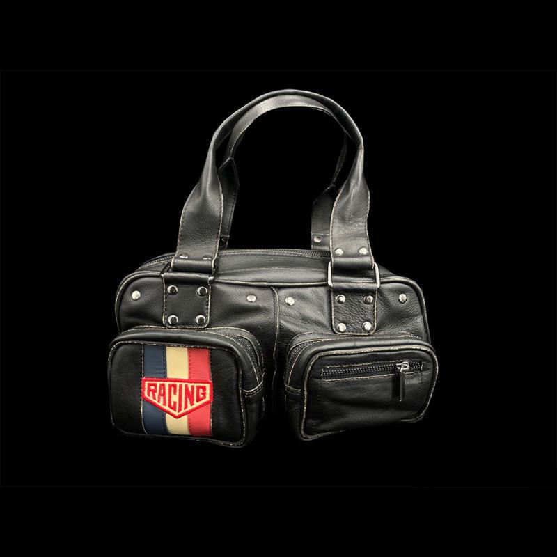 ポルシェレーシングハンドバッグ ヴィンテージブラックレザー 4ポケット