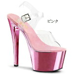 SKY-3087インチ(約18cm)クリアヒールハイヒールピンヒールミュール厚底サンダル/Pleaserプリーザーパーティードレス靴大きいサイズ【送料無料】