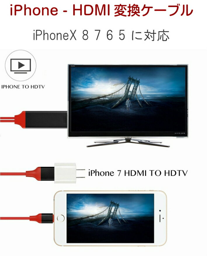 iPhone X8 7 6 HDMI変換ケーブル iPad 簡単接続 プロジェクター TV パソコンで見る 1080P ISO11対応 おしゃれ 人気【メール便送料無料】