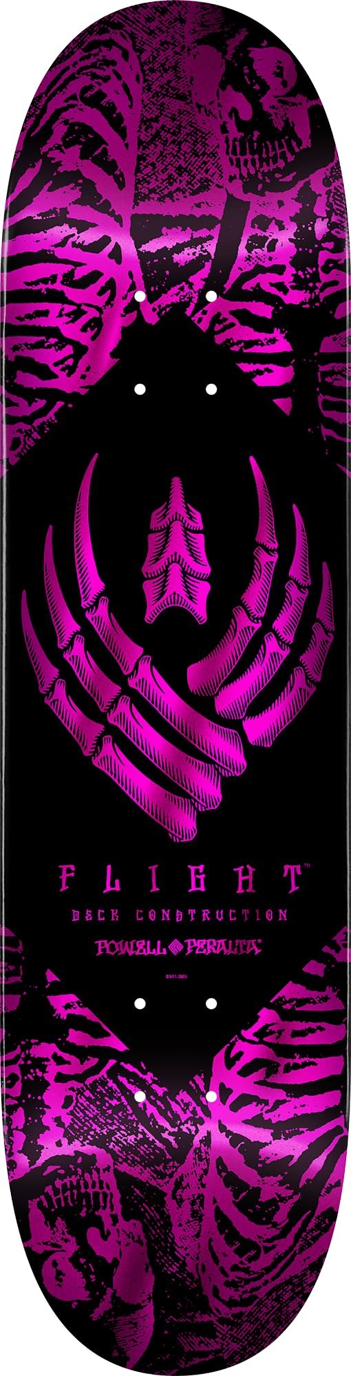 PRODUCT DETAILS Powell Peralta Skeleton Flight Skateboard Deck Pink Foil 8.0" x 31.45" スケートボード デッキ【商品仕様】・ 種別：スケートボード デッキ・ デッキ幅：8.0インチ（約20.32cm）・ デッキ全長：31.45インチ（約79.88cm）・ ホイールベース：14インチ（約35.56cm）・ ノーズ長：6.75インチ（約17.15cm）・ テール長：6.5インチ（約16.51cm）・ 素材：北米産ハードロックメイプル、高強度ファイバーグラス、エポキシ樹脂・ 構造：FLIGHTデッキ構造（Shape 242 / Concave K26）・ 備考：デッキのみの販売です。グリップテープは付属しません。【特徴】・ 米国で製造されているFLIGHT（フライト）構造のデッキです。・ 高強度ファイバーグラスとエポキシ樹脂を融合させ、従来の7枚合板よりも薄く、強度が高いのが特徴です。・ 独自のAirLamプロセスにより、反発力（ポップ）が長く持続するように設計されています。・ メタリックな質感を備えたピンクフォイル仕様のグラフィックを採用しています。・ ストリートからパークまで、幅広い用途に適したサイズ構成です。【ご注意】・ 海外並行輸入品のため、付属の説明書がある場合は英語表記となります。 ■ 商品について 海外輸入品（説明書は英語表記の場合あり） ■ ご注意 ・掲載画像は実物に近い色味になるよう調整しておりますが、ご利用の環境により差異が生じる場合があります。・複数店舗で在庫を共有しているため、ご注文後に在庫切れとなる場合がございます。 ■ 納期について お届けの目安を必ずご確認ください。 海外正規ルート仕入れ品 海外ブランド ▼ 海外正規ブランド店 正規代理店 ▼ 当 店 ※本商品は並行輸入品です 製造元は正規品と同一のブランド・メーカーです。当店では海外正規ルートより仕入れた商品を取り扱っております。流通ルートが異なるのみで、商品自体に違いはございません。 ── 当店の商品について ── 正規品のみ取り扱い 海外正規店・正規代理店から商品を直接仕入れ、国内に輸入して販売しております。 日本未入荷・海外限定モデルも多数 日本未入荷・海外限定モデルも多数取り扱っております。サイズ・カラー違いや海外限定で販売された製品など、日本では手に入りにくいアイテムをお届けいたします。 お求めやすい価格の理由 海外市場での価格差や流通ルートの違いにより、国内販売価格よりお求めやすくなっております。品質はそのままに、よりお手頃な価格でお届けいたします。 安心保証 ご使用前に万が一、製品に不具合がございました場合は、交換または商品代金のご返金にて対応させていただきます。商品到着後5日以内にご連絡ください。 ご注意 海外からの輸入品となります。海外輸送のため、外箱に軽微なスレ等がある場合がございますが、商品本体には影響ございません。 ※在庫状況は仕入先の在庫情報をもとに出来る限り正確に表示しておりますが、取寄せ商品のため、タイミングによりご注文後に欠品・キャンセルとなる場合がございます。 お探しの商品がございましたら、お気軽にご相談ください。