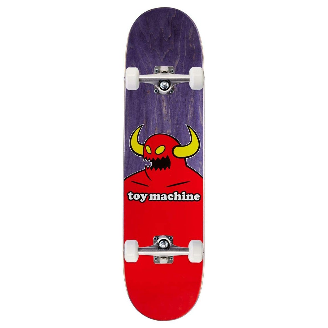 PRODUCT DETAILS Toy Machine Monster スケートボード コンプリート 8.0インチ Purple 組み立て済み【商品仕様】・ 種別：スケートボード コンプリート（完成品）・ デッキ幅：8.0インチ（約20.32cm）・ ウィール：CCS 52mm 100a・ トラック：CCS 139mm（スタンダードサイズ）・ ベアリング：ABEC 7・ グリップテープ：ブラック・ ハードウェア：1インチボルト・ 構成：CCSブランド製パーツ使用、組み立て済み【特徴】・ Toy Machineの代表的なグラフィックである「Monster」を採用したスケートボードです。・ デッキ、トラック、ウィール、ベアリングが全て揃った完成品のため、開封後すぐに使用可能です。・ ストリートやパークでの滑走に適した硬度100aのウィールと、標準的な139mmトラックを組み合わせています。・ 1985年から続く老舗ブランドCCSのパーツを各部に採用し、バランスの良い構成となっています。【ご注意】・ 海外並行輸入品のため、付属の説明書がある場合は英語表記となります。 ■ 商品について 海外輸入品（説明書は英語表記の場合あり） ■ ご注意 ・掲載画像は実物に近い色味になるよう調整しておりますが、ご利用の環境により差異が生じる場合があります。・複数店舗で在庫を共有しているため、ご注文後に在庫切れとなる場合がございます。 ■ 納期について お届けの目安を必ずご確認ください。 海外正規ルート仕入れ品 海外ブランド ▼ 海外正規ブランド店 正規代理店 ▼ 当 店 ※本商品は並行輸入品です 製造元は正規品と同一のブランド・メーカーです。当店では海外正規ルートより仕入れた商品を取り扱っております。流通ルートが異なるのみで、商品自体に違いはございません。 ── 当店の商品について ── 正規品のみ取り扱い 海外正規店・正規代理店から商品を直接仕入れ、国内に輸入して販売しております。 日本未入荷・海外限定モデルも多数 日本未入荷・海外限定モデルも多数取り扱っております。サイズ・カラー違いや海外限定で販売された製品など、日本では手に入りにくいアイテムをお届けいたします。 お求めやすい価格の理由 海外市場での価格差や流通ルートの違いにより、国内販売価格よりお求めやすくなっております。品質はそのままに、よりお手頃な価格でお届けいたします。 安心保証 ご使用前に万が一、製品に不具合がございました場合は、交換または商品代金のご返金にて対応させていただきます。商品到着後5日以内にご連絡ください。 ご注意 海外からの輸入品となります。海外輸送のため、外箱に軽微なスレ等がある場合がございますが、商品本体には影響ございません。 ※在庫状況は仕入先の在庫情報をもとに出来る限り正確に表示しておりますが、取寄せ商品のため、タイミングによりご注文後に欠品・キャンセルとなる場合がございます。 お探しの商品がございましたら、お気軽にご相談ください。