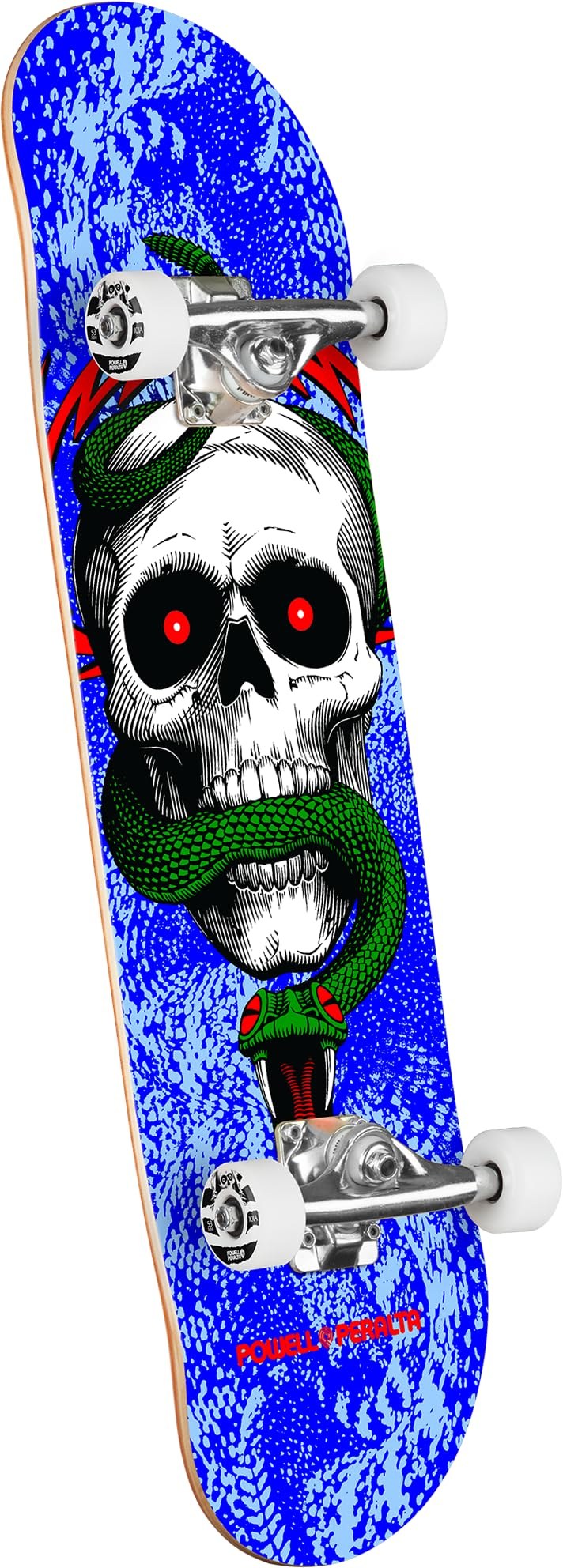 PRODUCT DETAILS Powell Peralta Mike McGill Skull & Snake スケートボード コンプリート 8.25インチ Blue【商品仕様】・ 種別：スケートボード コンプリート（完成品）・ デッキ幅：8.25インチ（約20.95cm）・ デッキ長：31.95インチ（約81.15cm）・ ホイールベース：14.25インチ（約36.19cm）・ 素材：イエローバーチ（樺）・ トラック：Mini Logo trucks（ブッシュ：Medium）・ ウィール：Powell Peralta 53mm 101A・ ベアリング：Mini Logo bearings・ 構成：デッキ、トラック、ウィール、ベアリング、グリップテープ、ハードウェア【特徴】・ Powell Peraltaを象徴するMike McGillのSkull & Snakeグラフィックを採用したモデルです。・ 軽量で強度の高いイエローバーチ材を独自のAirLamプレスで加工し、優れた反発力と耐久性を備えています。・ Mini Logo製のトラックとウィールを装備し、ストリート、パーク、ランプなどあらゆる地形に対応するセッティングです。・ 組み立て済みのコンプリートセットのため、初心者から経験者まで届いたその日から使用可能です。【ご注意】・ 海外並行輸入品のため、付属の説明書がある場合は英語表記となります。 ■ 商品について 海外輸入品（説明書は英語表記の場合あり） ■ ご注意 ・掲載画像は実物に近い色味になるよう調整しておりますが、ご利用の環境により差異が生じる場合があります。・複数店舗で在庫を共有しているため、ご注文後に在庫切れとなる場合がございます。 ■ 納期について お届けの目安を必ずご確認ください。 海外正規ルート仕入れ品 海外ブランド ▼ 海外正規ブランド店 正規代理店 ▼ 当 店 ※本商品は並行輸入品です 製造元は正規品と同一のブランド・メーカーです。当店では海外正規ルートより仕入れた商品を取り扱っております。流通ルートが異なるのみで、商品自体に違いはございません。 ── 当店の商品について ── 正規品のみ取り扱い 海外正規店・正規代理店から商品を直接仕入れ、国内に輸入して販売しております。 日本未入荷・海外限定モデルも多数 日本未入荷・海外限定モデルも多数取り扱っております。サイズ・カラー違いや海外限定で販売された製品など、日本では手に入りにくいアイテムをお届けいたします。 お求めやすい価格の理由 海外市場での価格差や流通ルートの違いにより、国内販売価格よりお求めやすくなっております。品質はそのままに、よりお手頃な価格でお届けいたします。 安心保証 ご使用前に万が一、製品に不具合がございました場合は、交換または商品代金のご返金にて対応させていただきます。商品到着後5日以内にご連絡ください。 ご注意 海外からの輸入品となります。海外輸送のため、外箱に軽微なスレ等がある場合がございますが、商品本体には影響ございません。 ※在庫状況は仕入先の在庫情報をもとに出来る限り正確に表示しておりますが、取寄せ商品のため、タイミングによりご注文後に欠品・キャンセルとなる場合がございます。 お探しの商品がございましたら、お気軽にご相談ください。