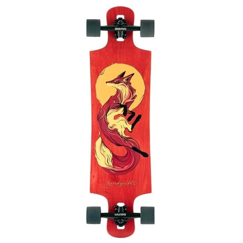 PRODUCT DETAILS Landyachtz Drop Hammer Sun Fox ロングボード スケートボード コンプリート 36.5 x 10インチ【商品仕様】・ 種別：ロングボード コンプリート（完成品）・ デッキサイズ：長さ 36.5インチ（約92.7cm）× 幅 10インチ（約25.4cm）・ マウント方式：ドロップスルー（Drop-through）・ 対象：初心者から上級者まで【特徴】・ Landyachtzの人気モデルDrop HammerシリーズのSun Foxグラフィックモデルです。・ ドロップスルーマウントを採用しており、デッキ位置が低く設計されているため走行安定性に優れています。・ 高速走行時でも安定感があり、初心者から上級者まで幅広く対応するオールラウンドなボードです。・ 長さ約92.7cmのサイズで、クルージングからフリーライドまで様々なシーンで使用可能です。【ご注意】・ 海外並行輸入品のため、付属の説明書がある場合は英語表記となります。 ■ 商品について 海外輸入品（説明書は英語表記の場合あり） ■ ご注意 ・掲載画像は実物に近い色味になるよう調整しておりますが、ご利用の環境により差異が生じる場合があります。・複数店舗で在庫を共有しているため、ご注文後に在庫切れとなる場合がございます。 ■ 納期について お届けの目安を必ずご確認ください。 海外正規ルート仕入れ品 海外ブランド ▼ 海外正規ブランド店 正規代理店 ▼ 当 店 ※本商品は並行輸入品です 製造元は正規品と同一のブランド・メーカーです。当店では海外正規ルートより仕入れた商品を取り扱っております。流通ルートが異なるのみで、商品自体に違いはございません。 ── 当店の商品について ── 正規品のみ取り扱い 海外正規店・正規代理店から商品を直接仕入れ、国内に輸入して販売しております。 日本未入荷・海外限定モデルも多数 日本未入荷・海外限定モデルも多数取り扱っております。サイズ・カラー違いや海外限定で販売された製品など、日本では手に入りにくいアイテムをお届けいたします。 お求めやすい価格の理由 海外市場での価格差や流通ルートの違いにより、国内販売価格よりお求めやすくなっております。品質はそのままに、よりお手頃な価格でお届けいたします。 安心保証 ご使用前に万が一、製品に不具合がございました場合は、交換または商品代金のご返金にて対応させていただきます。商品到着後5日以内にご連絡ください。 ご注意 海外からの輸入品となります。海外輸送のため、外箱に軽微なスレ等がある場合がございますが、商品本体には影響ございません。 ※在庫状況は仕入先の在庫情報をもとに出来る限り正確に表示しておりますが、取寄せ商品のため、タイミングによりご注文後に欠品・キャンセルとなる場合がございます。 お探しの商品がございましたら、お気軽にご相談ください。