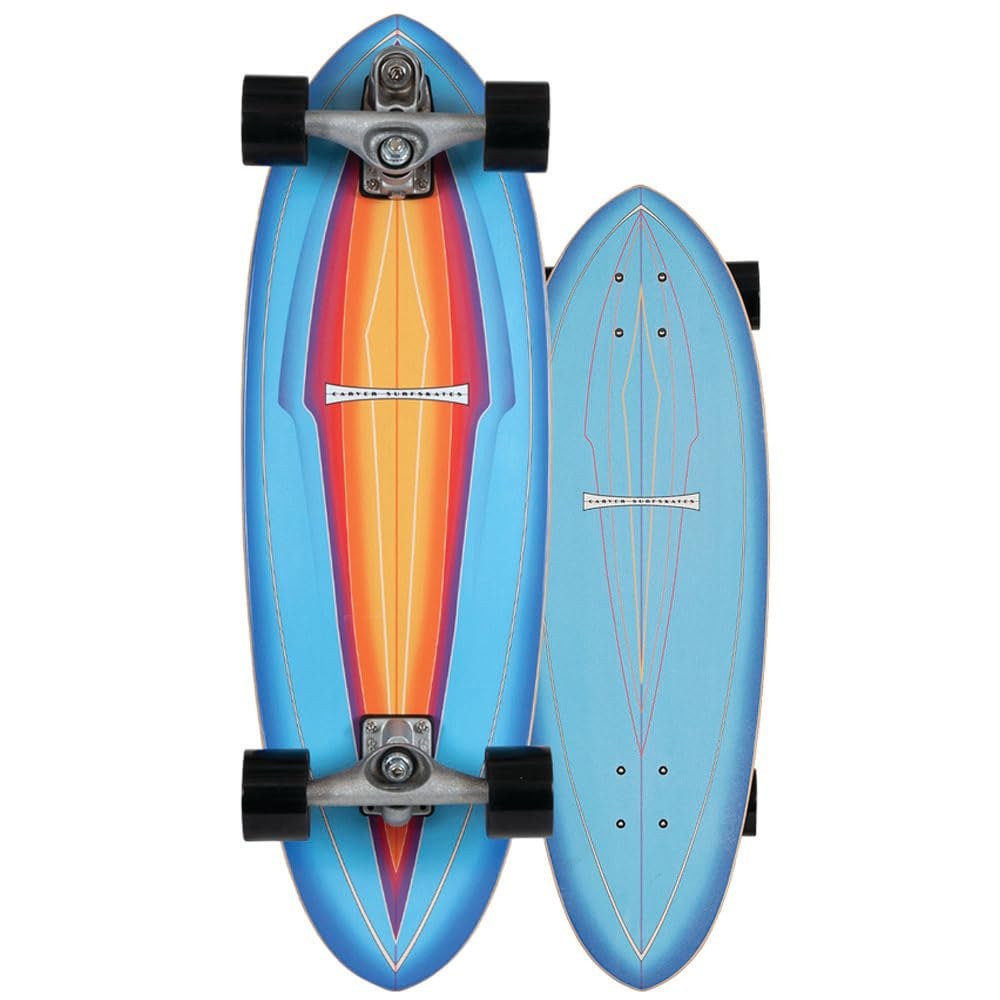 PRODUCT DETAILS Carver 31" Blue Haze Surfskate Complete【商品仕様】・ 種別：サーフスケート コンプリート（完成品）・ ブランド：Carver・ モデル：Blue Haze・ デッキサイズ：全長31インチ（約78.74cm）× 幅9 7/8インチ（約25.08cm）・ ホイールベース：17インチ（約43.18cm）・ トラック：C7・ ウィール：69mm Concave・ デッキ形状：ピンテール【特徴】・ 1970年代のサーフボード形状から着想を得た、クラシックなラウンドピンテールデザインのデッキです。・ ノーズ付近に幅を持たせた設計により、前足の置き場を広く確保し、安定したプッシュやトリミングを可能にしています。・ C7トラックを搭載しており、サーフィンの動きに近い滑らかで予測しやすいターン性能を備えています。・ 17インチのホイールベース設定により、クイックな動作よりも、ゆったりとしたラインでのライディングに適した構成です。・ デッキ表面にはグラフィックを損なわないシュガーコートグリップが施されており、足元のホールド感を高めています。【ご注意】・ 海外並行輸入品のため、付属の説明書がある場合は英語表記となります。 ■ 商品について 海外輸入品（説明書は英語表記の場合あり） ■ ご注意 ・掲載画像は実物に近い色味になるよう調整しておりますが、ご利用の環境により差異が生じる場合があります。・複数店舗で在庫を共有しているため、ご注文後に在庫切れとなる場合がございます。 ■ 納期について お届けの目安を必ずご確認ください。 海外正規ルート仕入れ品 海外ブランド ▼ 海外正規ブランド店 正規代理店 ▼ 当 店 ※本商品は並行輸入品です 製造元は正規品と同一のブランド・メーカーです。当店では海外正規ルートより仕入れた商品を取り扱っております。流通ルートが異なるのみで、商品自体に違いはございません。 ── 当店の商品について ── 正規品のみ取り扱い 海外正規店・正規代理店から商品を直接仕入れ、国内に輸入して販売しております。 日本未入荷・海外限定モデルも多数 日本未入荷・海外限定モデルも多数取り扱っております。サイズ・カラー違いや海外限定で販売された製品など、日本では手に入りにくいアイテムをお届けいたします。 お求めやすい価格の理由 海外市場での価格差や流通ルートの違いにより、国内販売価格よりお求めやすくなっております。品質はそのままに、よりお手頃な価格でお届けいたします。 安心保証 ご使用前に万が一、製品に不具合がございました場合は、交換または商品代金のご返金にて対応させていただきます。商品到着後5日以内にご連絡ください。 ご注意 海外からの輸入品となります。海外輸送のため、外箱に軽微なスレ等がある場合がございますが、商品本体には影響ございません。 ※在庫状況は仕入先の在庫情報をもとに出来る限り正確に表示しておりますが、取寄せ商品のため、タイミングによりご注文後に欠品・キャンセルとなる場合がございます。 お探しの商品がございましたら、お気軽にご相談ください。