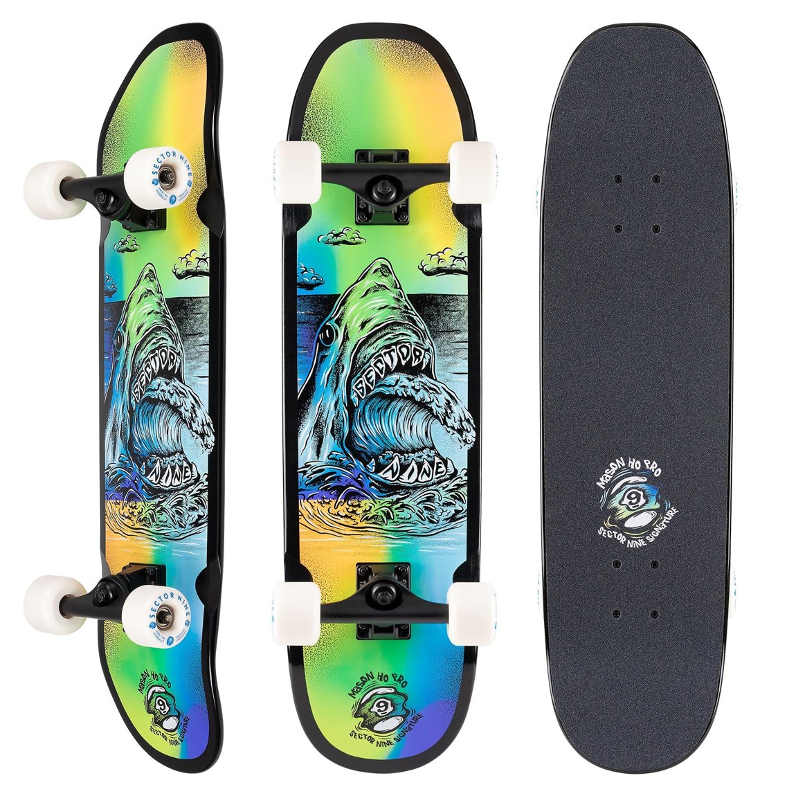 PRODUCT DETAILS Sector 9 Mason Danger 8.25" コンプリート スケートボード パーク クルーザー【商品仕様】・ 種別：コンプリート（完成品）・ デッキ幅：8.25インチ（約20.95cm）・ デッキ長さ：31.0インチ（約78.74cm）・ ホイールベース：14.25インチ（約36.19cm）・ 素材：7プライ メイプル・ トラック：8.5インチ Gullwing Shadow Trucks・ ウィール：61mm 78a Nineballs・ ベアリング：ABEC 5 Greaseball Bearings・ 付属品：0.25インチ ライザーパッド、1.25インチ ハードウェア、グリップテープ【特徴】・ パークライディングと街乗りクルージングの両方に対応するパーククルーザーモデルです。・ プロサーファーMason Hoのシグネチャーモデルで、Daniel Sheridanによるアートワークが施されています。・ デッキ全体にブラックの塗装を施したフルディップ仕様の7層メイプル構造です。・ 前後にキックのあるダブルキック形状により、クルージングだけでなくトリックも可能です。・ 直径61mm、硬さ78aのソフトウィールを採用しており、静かでスムーズな走行を楽しめます。【ご注意】・ 海外並行輸入品のため、付属の説明書がある場合は英語表記となります。 ■ 商品について 海外輸入品（説明書は英語表記の場合あり） ■ ご注意 ・掲載画像は実物に近い色味になるよう調整しておりますが、ご利用の環境により差異が生じる場合があります。・複数店舗で在庫を共有しているため、ご注文後に在庫切れとなる場合がございます。 ■ 納期について お届けの目安を必ずご確認ください。 海外正規ルート仕入れ品 海外ブランド ▼ 海外正規ブランド店 正規代理店 ▼ 当 店 ※本商品は並行輸入品です 製造元は正規品と同一のブランド・メーカーです。当店では海外正規ルートより仕入れた商品を取り扱っております。流通ルートが異なるのみで、商品自体に違いはございません。 ── 当店の商品について ── 正規品のみ取り扱い 海外正規店・正規代理店から商品を直接仕入れ、国内に輸入して販売しております。 日本未入荷・海外限定モデルも多数 日本未入荷・海外限定モデルも多数取り扱っております。サイズ・カラー違いや海外限定で販売された製品など、日本では手に入りにくいアイテムをお届けいたします。 お求めやすい価格の理由 海外市場での価格差や流通ルートの違いにより、国内販売価格よりお求めやすくなっております。品質はそのままに、よりお手頃な価格でお届けいたします。 安心保証 ご使用前に万が一、製品に不具合がございました場合は、交換または商品代金のご返金にて対応させていただきます。商品到着後5日以内にご連絡ください。 ご注意 海外からの輸入品となります。海外輸送のため、外箱に軽微なスレ等がある場合がございますが、商品本体には影響ございません。 ※在庫状況は仕入先の在庫情報をもとに出来る限り正確に表示しておりますが、取寄せ商品のため、タイミングによりご注文後に欠品・キャンセルとなる場合がございます。 お探しの商品がございましたら、お気軽にご相談ください。