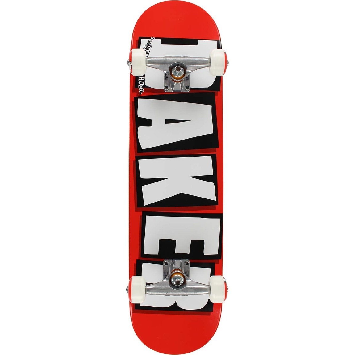 PRODUCT DETAILS Baker Brand Logo スケートボード コンプリート 7.75インチ Red/White/Black【商品仕様】・ 種別：スケートボード コンプリート（完成品）・ ブランド：Baker・ モデル：Brand Logo・ デッキ幅：7.75インチ（約19.7cm）・ 素材：7層メイプル（7-ply maple）・ 組み立て：組み立て済み【特徴】・ Bakerのメーカー工場にてあらかじめ組み立てられた、届いてすぐに使用可能な完成品モデルです。・ 7層のメイプル材を使用しており、耐久性に優れたデッキ構造となっています。・ 7.75インチのデッキ幅は、軽量で取り回しがしやすく、ストリートでのトリック練習に適したサイズです。・ ブランドロゴを中央に配置した、Bakerを代表する定番のデザインを採用しています。【ご注意】・ 海外並行輸入品のため、付属の説明書がある場合は英語表記となります。 ■ 商品について 海外輸入品（説明書は英語表記の場合あり） ■ ご注意 ・掲載画像は実物に近い色味になるよう調整しておりますが、ご利用の環境により差異が生じる場合があります。・複数店舗で在庫を共有しているため、ご注文後に在庫切れとなる場合がございます。 ■ 納期について お届けの目安を必ずご確認ください。 海外正規ルート仕入れ品 海外ブランド ▼ 海外正規ブランド店 正規代理店 ▼ 当 店 ※本商品は並行輸入品です 製造元は正規品と同一のブランド・メーカーです。当店では海外正規ルートより仕入れた商品を取り扱っております。流通ルートが異なるのみで、商品自体に違いはございません。 ── 当店の商品について ── 正規品のみ取り扱い 海外正規店・正規代理店から商品を直接仕入れ、国内に輸入して販売しております。 日本未入荷・海外限定モデルも多数 日本未入荷・海外限定モデルも多数取り扱っております。サイズ・カラー違いや海外限定で販売された製品など、日本では手に入りにくいアイテムをお届けいたします。 お求めやすい価格の理由 海外市場での価格差や流通ルートの違いにより、国内販売価格よりお求めやすくなっております。品質はそのままに、よりお手頃な価格でお届けいたします。 安心保証 ご使用前に万が一、製品に不具合がございました場合は、交換または商品代金のご返金にて対応させていただきます。商品到着後5日以内にご連絡ください。 ご注意 海外からの輸入品となります。海外輸送のため、外箱に軽微なスレ等がある場合がございますが、商品本体には影響ございません。 ※在庫状況は仕入先の在庫情報をもとに出来る限り正確に表示しておりますが、取寄せ商品のため、タイミングによりご注文後に欠品・キャンセルとなる場合がございます。 お探しの商品がございましたら、お気軽にご相談ください。