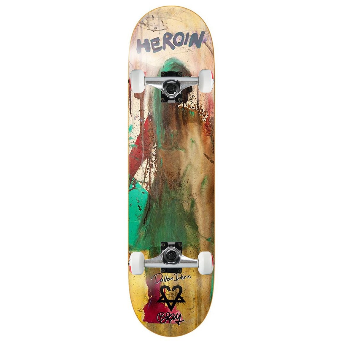 PRODUCT DETAILS Heroin Dalton Dern Bam スケートボード コンプリート 8.38インチ デッキ 完成品【商品仕様】・ 種別：スケートボード コンプリート（完成品）・ デッキ幅：8.38インチ（約21.28cm）・ デッキ長：32.0インチ（約81.28cm）・ ホイールベース：14.5インチ（約36.83cm）・ 素材：7層北米産メイプル・ トラック：Coreトラック（アルミ製、USAブッシュ採用）・ ウィール：52mm 99A（TGMロゴ）・ ベアリング：Amp ABEC 5・ グリップテープ：Black Diamond・ 対象：初心者からプロまで【特徴】・ HeroinのプロモデルであるDalton Dern Bamデッキを採用した、高品質なパーツ構成のコンプリートセットです。・ デッキには耐久性に優れた7層の北米産メイプル材を使用しており、安定した滑走を支えます。・ 52mm 99Aのウィールは、ストリート走行からスケートパークでのトリックまで幅広く対応します。・ 軽量かつ頑丈なアルミ素材のCoreトラックを装備し、正確なハンドリングを可能にしています。・ 専門のスタッフによって組み立てられた状態でお届けするため、届いてすぐに滑り始めることができます。【ご注意】・ 海外並行輸入品のため、付属の説明書がある場合は英語表記となります。 ■ 商品について 海外輸入品（説明書は英語表記の場合あり） ■ ご注意 ・掲載画像は実物に近い色味になるよう調整しておりますが、ご利用の環境により差異が生じる場合があります。・複数店舗で在庫を共有しているため、ご注文後に在庫切れとなる場合がございます。 ■ 納期について お届けの目安を必ずご確認ください。 海外正規ルート仕入れ品 海外ブランド ▼ 海外正規ブランド店 正規代理店 ▼ 当 店 ※本商品は並行輸入品です 製造元は正規品と同一のブランド・メーカーです。当店では海外正規ルートより仕入れた商品を取り扱っております。流通ルートが異なるのみで、商品自体に違いはございません。 ── 当店の商品について ── 正規品のみ取り扱い 海外正規店・正規代理店から商品を直接仕入れ、国内に輸入して販売しております。 日本未入荷・海外限定モデルも多数 日本未入荷・海外限定モデルも多数取り扱っております。サイズ・カラー違いや海外限定で販売された製品など、日本では手に入りにくいアイテムをお届けいたします。 お求めやすい価格の理由 海外市場での価格差や流通ルートの違いにより、国内販売価格よりお求めやすくなっております。品質はそのままに、よりお手頃な価格でお届けいたします。 安心保証 ご使用前に万が一、製品に不具合がございました場合は、交換または商品代金のご返金にて対応させていただきます。商品到着後5日以内にご連絡ください。 ご注意 海外からの輸入品となります。海外輸送のため、外箱に軽微なスレ等がある場合がございますが、商品本体には影響ございません。 ※在庫状況は仕入先の在庫情報をもとに出来る限り正確に表示しておりますが、取寄せ商品のため、タイミングによりご注文後に欠品・キャンセルとなる場合がございます。 お探しの商品がございましたら、お気軽にご相談ください。