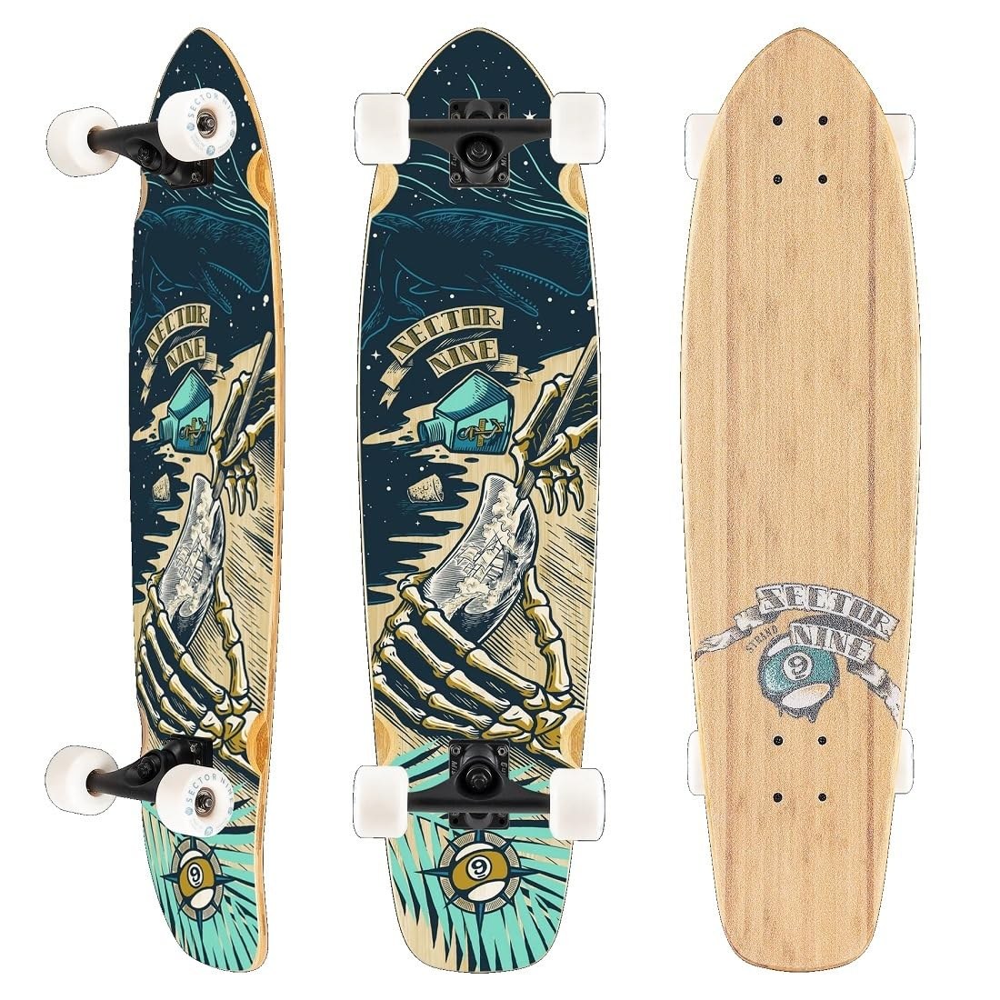 PRODUCT DETAILS Sector 9 Strand Castaway ロングボード クルーザー スケートボード 34.0" x 8.7" コンプリート【商品仕様】・ 種別：ロングボード/クルーザー コンプリート（完成品）・ 長さ：34.0インチ（約86.36cm）・ 幅：8.7インチ（約22.10cm）・ ホイールベース：20.5インチ（約52.07cm）・ デッキ素材：5層バンブー（竹材）・ トラック：8.375インチ Gullwing Mission Trucks・ ウィール：61mm 78a Nineballs・ ベアリング：ABEC 5 Greaseball・ ライザーパッド：0.25インチ リサイクルプラスチック・ ボルト：1.25インチ 硬化スチール・ グリップテープ：クリアグリップ【特徴】・ カービングやクルージングに特化したセッティングのコンプリートモデルです。・ デッキには5層のバンブー素材を使用しており、竹特有のしなりと耐久性を備えています。・ 操作性を高めるキックテール形状を採用し、多様なライディングに対応します。・ クリアグリップテープにより、デッキ上面の竹の質感とインレイストリンガーのデザインを活かしています。・ アーティスト Nate Reifke（Salty Timbers）によるグラフィックデザインが施されています。【ご注意】・ 海外並行輸入品のため、付属の説明書がある場合は英語表記となります。 ■ 商品について 海外輸入品（説明書は英語表記の場合あり） ■ ご注意 ・掲載画像は実物に近い色味になるよう調整しておりますが、ご利用の環境により差異が生じる場合があります。・複数店舗で在庫を共有しているため、ご注文後に在庫切れとなる場合がございます。 ■ 納期について お届けの目安を必ずご確認ください。 海外正規ルート仕入れ品 海外ブランド ▼ 海外正規ブランド店 正規代理店 ▼ 当 店 ※本商品は並行輸入品です 製造元は正規品と同一のブランド・メーカーです。当店では海外正規ルートより仕入れた商品を取り扱っております。流通ルートが異なるのみで、商品自体に違いはございません。 ── 当店の商品について ── 正規品のみ取り扱い 海外正規店・正規代理店から商品を直接仕入れ、国内に輸入して販売しております。 日本未入荷・海外限定モデルも多数 日本未入荷・海外限定モデルも多数取り扱っております。サイズ・カラー違いや海外限定で販売された製品など、日本では手に入りにくいアイテムをお届けいたします。 お求めやすい価格の理由 海外市場での価格差や流通ルートの違いにより、国内販売価格よりお求めやすくなっております。品質はそのままに、よりお手頃な価格でお届けいたします。 安心保証 ご使用前に万が一、製品に不具合がございました場合は、交換または商品代金のご返金にて対応させていただきます。商品到着後5日以内にご連絡ください。 ご注意 海外からの輸入品となります。海外輸送のため、外箱に軽微なスレ等がある場合がございますが、商品本体には影響ございません。 ※在庫状況は仕入先の在庫情報をもとに出来る限り正確に表示しておりますが、取寄せ商品のため、タイミングによりご注文後に欠品・キャンセルとなる場合がございます。 お探しの商品がございましたら、お気軽にご相談ください。