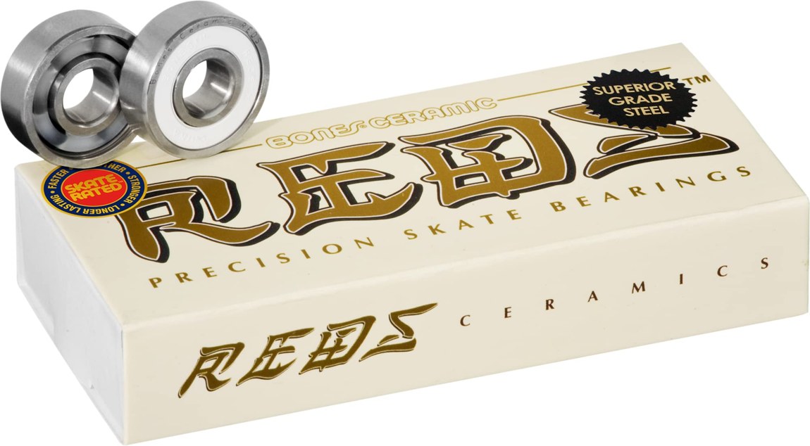 PRODUCT DETAILS Bones Ceramic Reds ベアリング 8mm 16個入り スケートボード用【商品仕様】・ 種別：スケートボード用ベアリング・ サイズ：軸径 8mm・ 数量：16個入り・ 素材：窒化ケイ素セラミックボール、スチールレース・ 潤滑：Speed Cream（低粘度オイル）塗布済み【特徴】・ グレード5の窒化ケイ素を熱間等方加圧圧搾（HIP）したセラミックボールを採用しています。・ 非接触型の着脱式ゴムシールドを片側に装備しており、摩擦を抑えつつメンテナンス性を高めています。・ 強度と速度の向上を目的とした高速走行用ナイロンボールリテーナーを搭載しています。・ スケートボード専用の設計（Skate Rated）により、走行時のパフォーマンスと耐久性を備えています。【ご注意】・ 海外並行輸入品のため、付属の説明書がある場合は英語表記となります。 ■ 商品について 海外輸入品（説明書は英語表記の場合あり） ■ ご注意 ・掲載画像は実物に近い色味になるよう調整しておりますが、ご利用の環境により差異が生じる場合があります。・複数店舗で在庫を共有しているため、ご注文後に在庫切れとなる場合がございます。 ■ 納期について お届けの目安を必ずご確認ください。 海外正規ルート仕入れ品 海外ブランド ▼ 海外正規ブランド店 正規代理店 ▼ 当 店 ※本商品は並行輸入品です 製造元は正規品と同一のブランド・メーカーです。当店では海外正規ルートより仕入れた商品を取り扱っております。流通ルートが異なるのみで、商品自体に違いはございません。 ── 当店の商品について ── 正規品のみ取り扱い 海外正規店・正規代理店から商品を直接仕入れ、国内に輸入して販売しております。 日本未入荷・海外限定モデルも多数 日本未入荷・海外限定モデルも多数取り扱っております。サイズ・カラー違いや海外限定で販売された製品など、日本では手に入りにくいアイテムをお届けいたします。 お求めやすい価格の理由 海外市場での価格差や流通ルートの違いにより、国内販売価格よりお求めやすくなっております。品質はそのままに、よりお手頃な価格でお届けいたします。 安心保証 ご使用前に万が一、製品に不具合がございました場合は、交換または商品代金のご返金にて対応させていただきます。商品到着後5日以内にご連絡ください。 ご注意 海外からの輸入品となります。海外輸送のため、外箱に軽微なスレ等がある場合がございますが、商品本体には影響ございません。 ※在庫状況は仕入先の在庫情報をもとに出来る限り正確に表示しておりますが、取寄せ商品のため、タイミングによりご注文後に欠品・キャンセルとなる場合がございます。 お探しの商品がございましたら、お気軽にご相談ください。