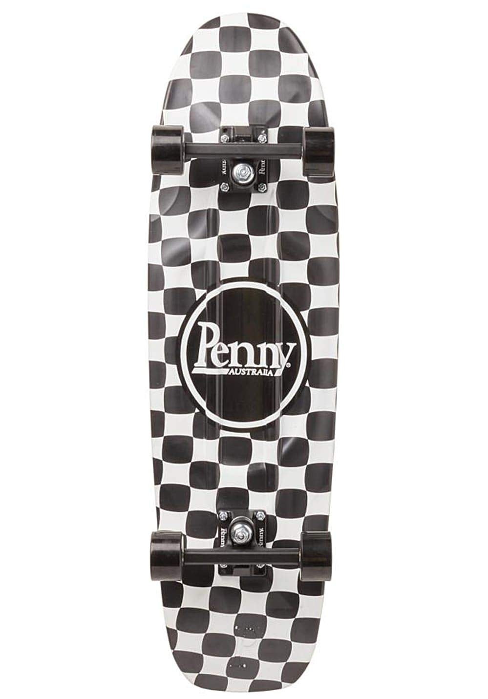 PRODUCT DETAILS Penny Australia 32 Inch Checkout スケートボード クルーザー ペニーボード【商品仕様】・ 種別：スケートボード/クルーザー・ デッキサイズ：32インチ（約81.28cm）・ 素材：プラスチック・ ウィール：ブラックカラー・ トラック：ブラックカラー【特徴】・ チェッカーボード柄のグラフィックを採用した32インチモデルです。・ Penny独自のプラスチック素材を使用し、高い耐久性を備えています。・ 街乗りからパーク、スロープでの走行など幅広い用途に対応する設計です。・ ウィールやトラックまで黒で統一された、落ち着いた配色のセットアップです。【ご注意】・ 海外並行輸入品のため、付属の説明書がある場合は英語表記となります。 ■ 商品について 海外輸入品（説明書は英語表記の場合あり） ■ ご注意 ・掲載画像は実物に近い色味になるよう調整しておりますが、ご利用の環境により差異が生じる場合があります。・複数店舗で在庫を共有しているため、ご注文後に在庫切れとなる場合がございます。 ■ 納期について お届けの目安を必ずご確認ください。 海外正規ルート仕入れ品 海外ブランド ▼ 海外正規ブランド店 正規代理店 ▼ 当 店 ※本商品は並行輸入品です 製造元は正規品と同一のブランド・メーカーです。当店では海外正規ルートより仕入れた商品を取り扱っております。流通ルートが異なるのみで、商品自体に違いはございません。 ── 当店の商品について ── 正規品のみ取り扱い 海外正規店・正規代理店から商品を直接仕入れ、国内に輸入して販売しております。 日本未入荷・海外限定モデルも多数 日本未入荷・海外限定モデルも多数取り扱っております。サイズ・カラー違いや海外限定で販売された製品など、日本では手に入りにくいアイテムをお届けいたします。 お求めやすい価格の理由 海外市場での価格差や流通ルートの違いにより、国内販売価格よりお求めやすくなっております。品質はそのままに、よりお手頃な価格でお届けいたします。 安心保証 ご使用前に万が一、製品に不具合がございました場合は、交換または商品代金のご返金にて対応させていただきます。商品到着後5日以内にご連絡ください。 ご注意 海外からの輸入品となります。海外輸送のため、外箱に軽微なスレ等がある場合がございますが、商品本体には影響ございません。 ※在庫状況は仕入先の在庫情報をもとに出来る限り正確に表示しておりますが、取寄せ商品のため、タイミングによりご注文後に欠品・キャンセルとなる場合がございます。 お探しの商品がございましたら、お気軽にご相談ください。