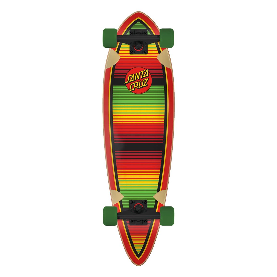 PRODUCT DETAILS Santa Cruz Serape Dot Pintail ロングボード コンプリート 9.2inch x 33inch【商品仕様】・ 種別：ロングボード（ピンテール）・ デッキサイズ：9.2インチ（約23.37cm） × 33インチ（約83.82cm）・ デッキ素材：9プライ（9枚合板）・ トラック：Bullet 160mm リバースキングピン・ ウィール：Santa Cruz Slimeballs 60mm 78a・ 構成：完成品（コンプリート）【特徴】・ アップデートされた小型のピンテール形状を採用したロングボードクルーザーです。・ 安定したターンを可能にするBullet 160mmリバースキングピントラックを装備しています。・ 街乗りに適した柔らかい78aのSlimeballsウィールが滑らかな走行をサポートします。・ メーカー工場で組み立て済みのセットのため、到着後すぐに使用可能です。・ クルージングや街乗りなど、幅広い用途に対応する設計です。【ご注意】・ 海外並行輸入品のため、付属の説明書がある場合は英語表記となります。 ■ 商品について 海外輸入品（説明書は英語表記の場合あり） ■ ご注意 ・掲載画像は実物に近い色味になるよう調整しておりますが、ご利用の環境により差異が生じる場合があります。・複数店舗で在庫を共有しているため、ご注文後に在庫切れとなる場合がございます。 ■ 納期について お届けの目安を必ずご確認ください。 海外正規ルート仕入れ品 海外ブランド ▼ 海外正規ブランド店 正規代理店 ▼ 当 店 ※本商品は並行輸入品です 製造元は正規品と同一のブランド・メーカーです。当店では海外正規ルートより仕入れた商品を取り扱っております。流通ルートが異なるのみで、商品自体に違いはございません。 ── 当店の商品について ── 正規品のみ取り扱い 海外正規店・正規代理店から商品を直接仕入れ、国内に輸入して販売しております。 日本未入荷・海外限定モデルも多数 日本未入荷・海外限定モデルも多数取り扱っております。サイズ・カラー違いや海外限定で販売された製品など、日本では手に入りにくいアイテムをお届けいたします。 お求めやすい価格の理由 海外市場での価格差や流通ルートの違いにより、国内販売価格よりお求めやすくなっております。品質はそのままに、よりお手頃な価格でお届けいたします。 安心保証 ご使用前に万が一、製品に不具合がございました場合は、交換または商品代金のご返金にて対応させていただきます。商品到着後5日以内にご連絡ください。 ご注意 海外からの輸入品となります。海外輸送のため、外箱に軽微なスレ等がある場合がございますが、商品本体には影響ございません。 ※在庫状況は仕入先の在庫情報をもとに出来る限り正確に表示しておりますが、取寄せ商品のため、タイミングによりご注文後に欠品・キャンセルとなる場合がございます。 お探しの商品がございましたら、お気軽にご相談ください。