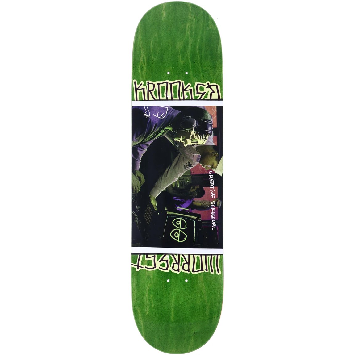 PRODUCT DETAILS Krooked Worrest Struggual DBX スケートボード デッキ 8.25インチ Green Purple【商品仕様】・ 種別：スケートボード デッキ・ ブランド：Krooked・ デッキ幅：8.25インチ（約20.95cm）・ デッキ長さ：32インチ（約81.28cm）・ ホイールベース：14.38インチ（約36.52cm）・ 構造：Deluxe Basalt (DBX) コンストラクション・ 素材：ウッド、バサルト繊維（玄武岩繊維）【特徴】・ 3層のインターウェーブ・バサルト繊維を組み込んだDBX構造を採用し、軽量かつ薄型ながら強度を高めています。・ 1枚ずつ個別の金型でプレスするシングルモールド製法により、正確な形状とコントロール性能を維持します。・ レスポンスの良さと反発力（ポップ）の持続性に重点を置いて設計されたパフォーマンスモデルです。・ ストリートやパーク走行に適しており、ボビー・ウォレストのシグネチャーモデルとなっています。・ 木目部分（ベニヤ）のカラーはアソートのため、お届けする商品により色が異なる場合があります。【ご注意】・ 海外並行輸入品のため、付属の説明書がある場合は英語表記となります。 ■ 商品について 海外輸入品（説明書は英語表記の場合あり） ■ ご注意 ・掲載画像は実物に近い色味になるよう調整しておりますが、ご利用の環境により差異が生じる場合があります。・複数店舗で在庫を共有しているため、ご注文後に在庫切れとなる場合がございます。 ■ 納期について お届けの目安を必ずご確認ください。 海外正規ルート仕入れ品 海外ブランド ▼ 海外正規ブランド店 正規代理店 ▼ 当 店 ※本商品は並行輸入品です 製造元は正規品と同一のブランド・メーカーです。当店では海外正規ルートより仕入れた商品を取り扱っております。流通ルートが異なるのみで、商品自体に違いはございません。 ── 当店の商品について ── 正規品のみ取り扱い 海外正規店・正規代理店から商品を直接仕入れ、国内に輸入して販売しております。 日本未入荷・海外限定モデルも多数 日本未入荷・海外限定モデルも多数取り扱っております。サイズ・カラー違いや海外限定で販売された製品など、日本では手に入りにくいアイテムをお届けいたします。 お求めやすい価格の理由 海外市場での価格差や流通ルートの違いにより、国内販売価格よりお求めやすくなっております。品質はそのままに、よりお手頃な価格でお届けいたします。 安心保証 ご使用前に万が一、製品に不具合がございました場合は、交換または商品代金のご返金にて対応させていただきます。商品到着後5日以内にご連絡ください。 ご注意 海外からの輸入品となります。海外輸送のため、外箱に軽微なスレ等がある場合がございますが、商品本体には影響ございません。 ※在庫状況は仕入先の在庫情報をもとに出来る限り正確に表示しておりますが、取寄せ商品のため、タイミングによりご注文後に欠品・キャンセルとなる場合がございます。 お探しの商品がございましたら、お気軽にご相談ください。