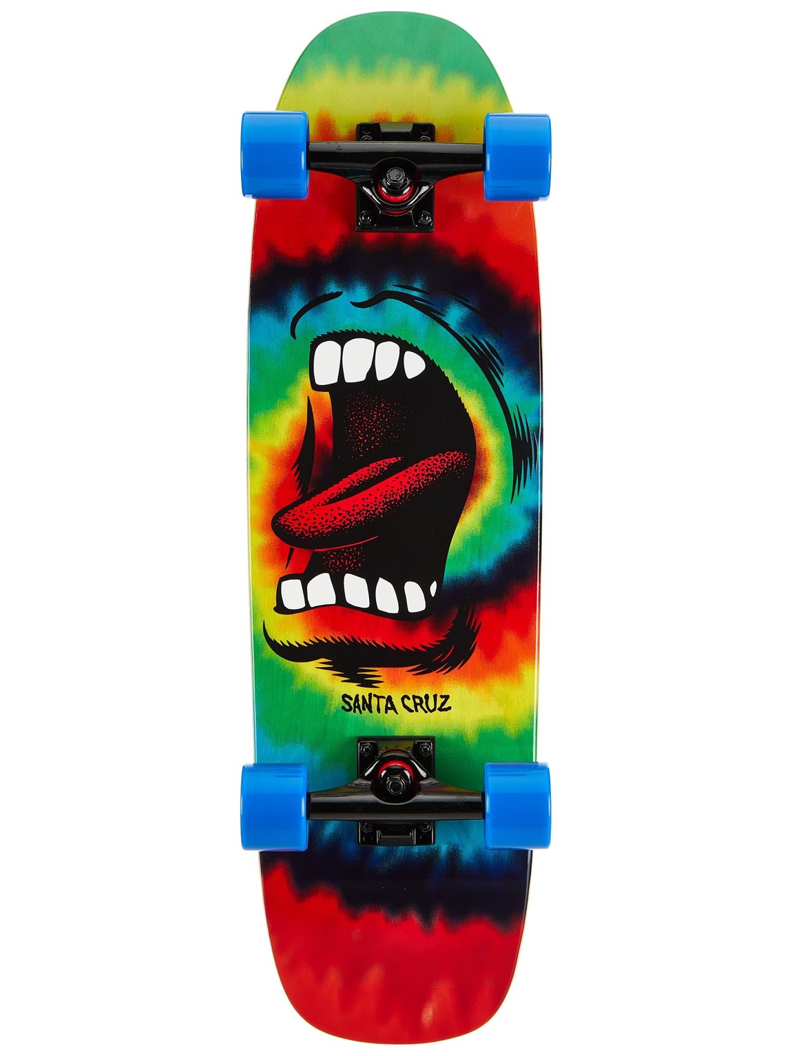 PRODUCT DETAILS Santa Cruz Screaming Mouth クルーザー スケートボード 8.4" x 29.4" タイダイ コンプリート【商品仕様】・ 種別：クルーザー コンプリート（完成品）・ デッキサイズ：8.4インチ（約21.3cm）× 29.4インチ（約74.7cm）・ ウィール：60mm 78a・ トラック：ハイパフォーマンス トラック・ デザイン：マルチカラー タイダイ【特徴】・ Santa Cruzの象徴的なグラフィックとタイダイ柄を組み合わせたミニクルーザーです。・ 8.4インチ幅のデッキを採用しており、安定感のある快適なライディングが可能です。・ 60mmのソフトウィール（78a）を搭載し、荒れた路面でも静かでスムーズな走行を実現します。・ 組み立て済みの完成品のため、初心者の方でも届いたその日から使用可能です。【ご注意】・ 海外並行輸入品のため、付属の説明書がある場合は英語表記となります。 ■ 商品について 海外輸入品（説明書は英語表記の場合あり） ■ ご注意 ・掲載画像は実物に近い色味になるよう調整しておりますが、ご利用の環境により差異が生じる場合があります。・複数店舗で在庫を共有しているため、ご注文後に在庫切れとなる場合がございます。 ■ 納期について お届けの目安を必ずご確認ください。 海外正規ルート仕入れ品 海外ブランド ▼ 海外正規ブランド店 正規代理店 ▼ 当 店 ※本商品は並行輸入品です 製造元は正規品と同一のブランド・メーカーです。当店では海外正規ルートより仕入れた商品を取り扱っております。流通ルートが異なるのみで、商品自体に違いはございません。 ── 当店の商品について ── 正規品のみ取り扱い 海外正規店・正規代理店から商品を直接仕入れ、国内に輸入して販売しております。 日本未入荷・海外限定モデルも多数 日本未入荷・海外限定モデルも多数取り扱っております。サイズ・カラー違いや海外限定で販売された製品など、日本では手に入りにくいアイテムをお届けいたします。 お求めやすい価格の理由 海外市場での価格差や流通ルートの違いにより、国内販売価格よりお求めやすくなっております。品質はそのままに、よりお手頃な価格でお届けいたします。 安心保証 ご使用前に万が一、製品に不具合がございました場合は、交換または商品代金のご返金にて対応させていただきます。商品到着後5日以内にご連絡ください。 ご注意 海外からの輸入品となります。海外輸送のため、外箱に軽微なスレ等がある場合がございますが、商品本体には影響ございません。 ※在庫状況は仕入先の在庫情報をもとに出来る限り正確に表示しておりますが、取寄せ商品のため、タイミングによりご注文後に欠品・キャンセルとなる場合がございます。 お探しの商品がございましたら、お気軽にご相談ください。
