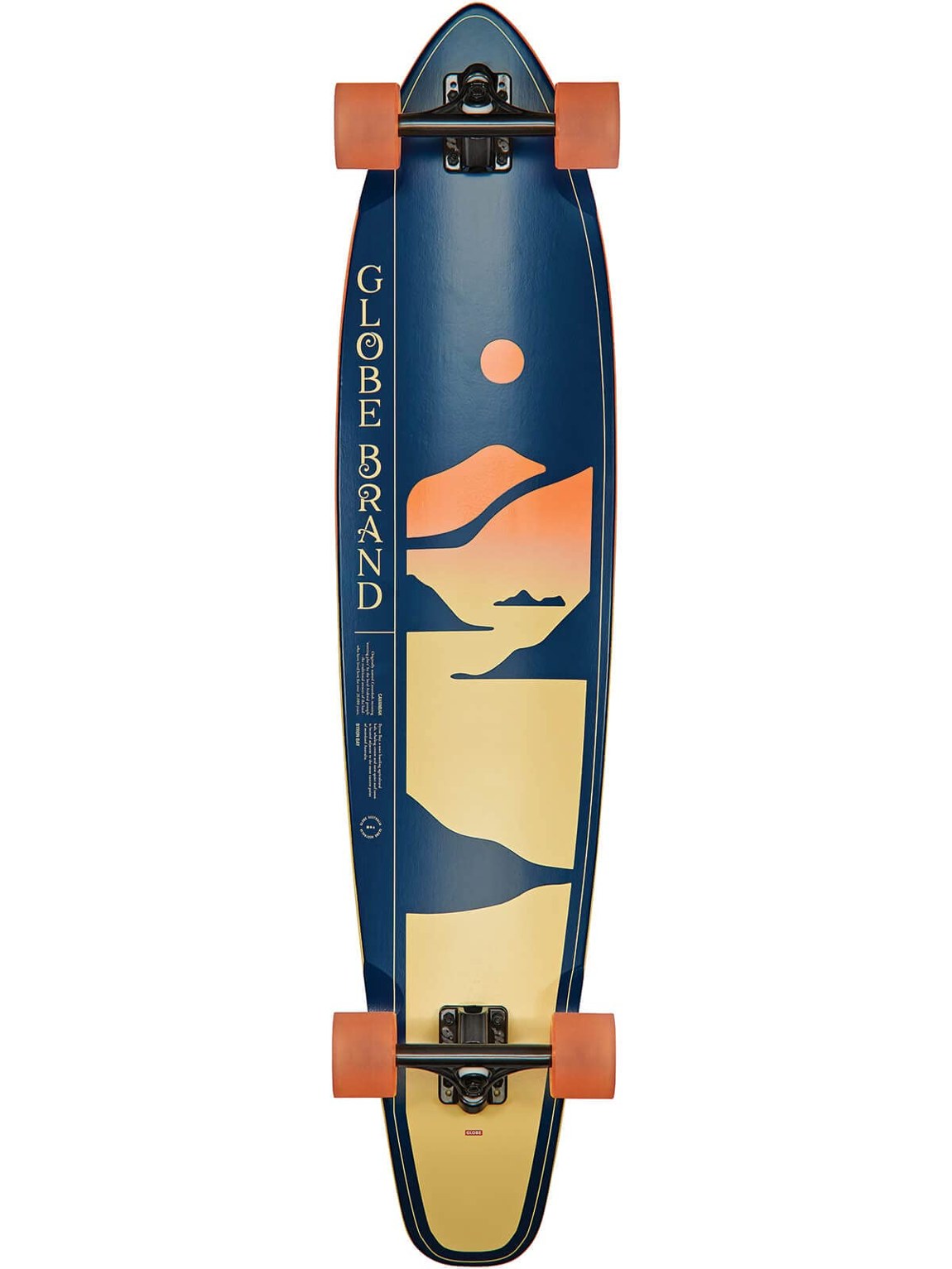 PRODUCT DETAILS GLOBE Byron Bay Cavanbah ロングボード スケートボード コンプリート 43インチ 150mmトラック 70mmウィール【商品仕様】・ 種別：ロングボード（完成品）・ デッキサイズ：43インチ（約109.2cm）・ 素材：Resin-8 ハードロックメイプル・ トラック：150mm Slant リバースキングピントラック・ ウィール：70mm 78a Conical Cruiser ウィール【特徴】・ サーフィンから着想を得たスカッシュテール形状のロングボードです。・ 緩やかなコンケーブ（デッキの湾曲）を採用しており、安定したライディングが可能です。・ 8枚のメイプル材を高品質な樹脂で接着したResin-8構造により、耐久性に優れています。・ 150mmのリバースキングピントラックを搭載し、スムーズなターンやカービングに対応します。・ 70mmのソフトウィールにより、路面の振動を抑えた滑らかな走行を実現します。【ご注意】・ 海外並行輸入品のため、付属の説明書がある場合は英語表記となります。 ■ 商品について 海外輸入品（説明書は英語表記の場合あり） ■ ご注意 ・掲載画像は実物に近い色味になるよう調整しておりますが、ご利用の環境により差異が生じる場合があります。・複数店舗で在庫を共有しているため、ご注文後に在庫切れとなる場合がございます。 ■ 納期について お届けの目安を必ずご確認ください。 海外正規ルート仕入れ品 海外ブランド ▼ 海外正規ブランド店 正規代理店 ▼ 当 店 ※本商品は並行輸入品です 製造元は正規品と同一のブランド・メーカーです。当店では海外正規ルートより仕入れた商品を取り扱っております。流通ルートが異なるのみで、商品自体に違いはございません。 ── 当店の商品について ── 正規品のみ取り扱い 海外正規店・正規代理店から商品を直接仕入れ、国内に輸入して販売しております。 日本未入荷・海外限定モデルも多数 日本未入荷・海外限定モデルも多数取り扱っております。サイズ・カラー違いや海外限定で販売された製品など、日本では手に入りにくいアイテムをお届けいたします。 お求めやすい価格の理由 海外市場での価格差や流通ルートの違いにより、国内販売価格よりお求めやすくなっております。品質はそのままに、よりお手頃な価格でお届けいたします。 安心保証 ご使用前に万が一、製品に不具合がございました場合は、交換または商品代金のご返金にて対応させていただきます。商品到着後5日以内にご連絡ください。 ご注意 海外からの輸入品となります。海外輸送のため、外箱に軽微なスレ等がある場合がございますが、商品本体には影響ございません。 ※在庫状況は仕入先の在庫情報をもとに出来る限り正確に表示しておりますが、取寄せ商品のため、タイミングによりご注文後に欠品・キャンセルとなる場合がございます。 お探しの商品がございましたら、お気軽にご相談ください。
