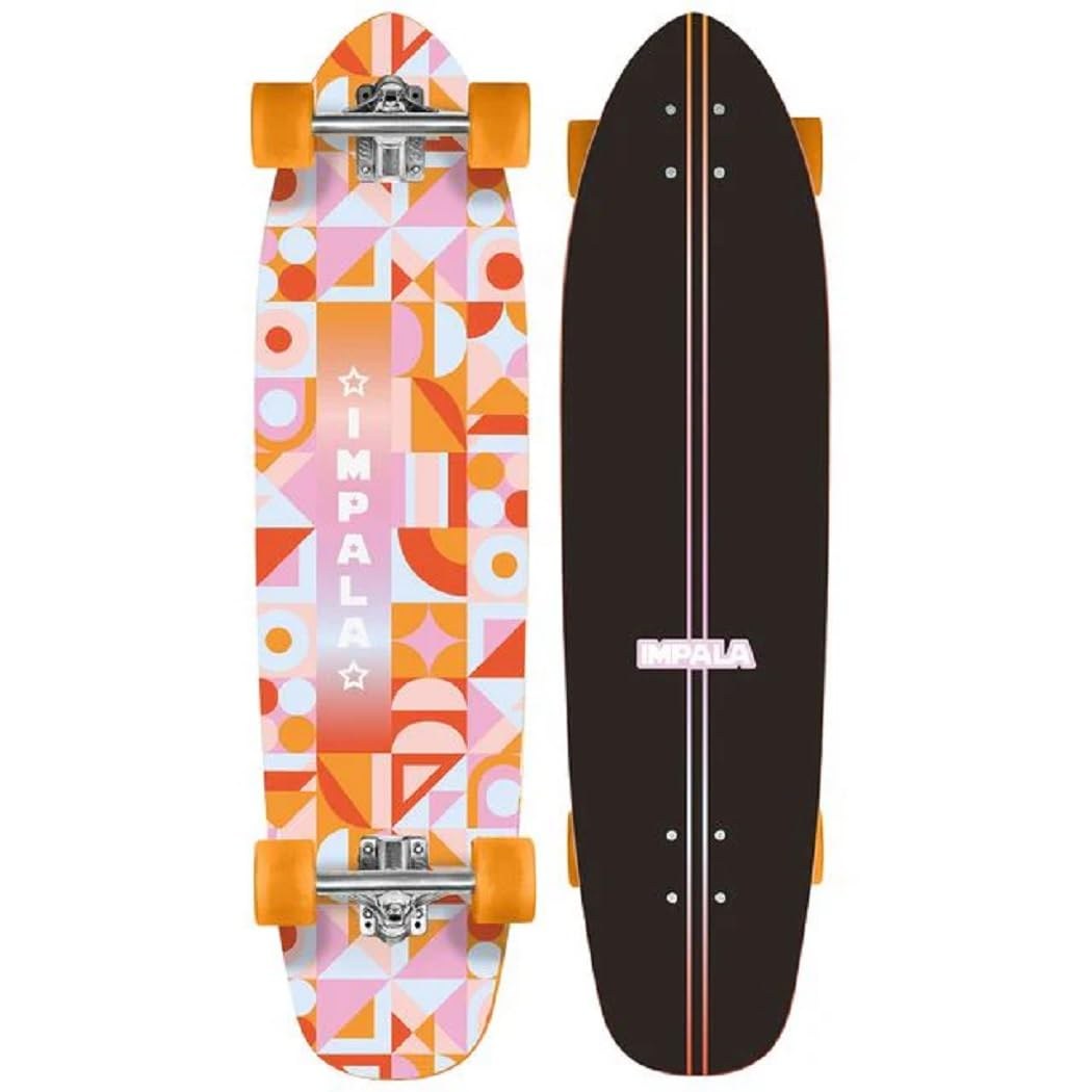 PRODUCT DETAILS Impala Skate Sirena Complete Longboard Geometric ロングボード コンプリート 35.5インチ × 9.125インチ【商品仕様】・ 種別：ロングボード コンプリート（完成品）・ デッキサイズ：35.5インチ × 9.125インチ（約90.17cm × 23.17cm）・ ホイールベース：22.25インチ（約56.51cm）・ グリップテープ：ダイカットグリップテープ付属【特徴】・ 幾何学的なグラフィックデザインを採用したロングボードの完成品セットです。・ 35.5インチのデッキサイズと22.25インチのホイールベースにより、安定した走行が可能です。・ 街乗りやクルージングを快適に楽しむために設計されています。・ デッキの形状に合わせたカスタム仕様のダイカットグリップテープが施されています。【ご注意】・ 海外並行輸入品のため、付属の説明書がある場合は英語表記となります。 ■ 商品について 海外輸入品（説明書は英語表記の場合あり） ■ ご注意 ・掲載画像は実物に近い色味になるよう調整しておりますが、ご利用の環境により差異が生じる場合があります。・複数店舗で在庫を共有しているため、ご注文後に在庫切れとなる場合がございます。 ■ 納期について お届けの目安を必ずご確認ください。 海外正規ルート仕入れ品 海外ブランド ▼ 海外正規ブランド店 正規代理店 ▼ 当 店 ※本商品は並行輸入品です 製造元は正規品と同一のブランド・メーカーです。当店では海外正規ルートより仕入れた商品を取り扱っております。流通ルートが異なるのみで、商品自体に違いはございません。 ── 当店の商品について ── 正規品のみ取り扱い 海外正規店・正規代理店から商品を直接仕入れ、国内に輸入して販売しております。 日本未入荷・海外限定モデルも多数 日本未入荷・海外限定モデルも多数取り扱っております。サイズ・カラー違いや海外限定で販売された製品など、日本では手に入りにくいアイテムをお届けいたします。 お求めやすい価格の理由 海外市場での価格差や流通ルートの違いにより、国内販売価格よりお求めやすくなっております。品質はそのままに、よりお手頃な価格でお届けいたします。 安心保証 ご使用前に万が一、製品に不具合がございました場合は、交換または商品代金のご返金にて対応させていただきます。商品到着後5日以内にご連絡ください。 ご注意 海外からの輸入品となります。海外輸送のため、外箱に軽微なスレ等がある場合がございますが、商品本体には影響ございません。 ※在庫状況は仕入先の在庫情報をもとに出来る限り正確に表示しておりますが、取寄せ商品のため、タイミングによりご注文後に欠品・キャンセルとなる場合がございます。 お探しの商品がございましたら、お気軽にご相談ください。