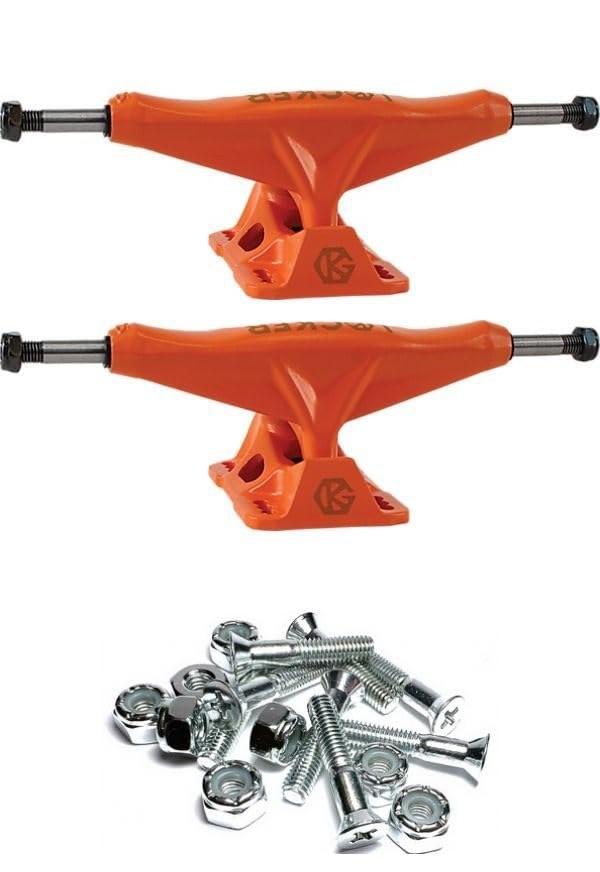 PRODUCT DETAILS Grind King Truck Co. Locker Orange スケートボード トラック 5.8インチ ハンガー 8.5インチ アクスル 1インチハードウェア セット【商品仕様】・ 種別：スケートボード用トラック・ ハンガー幅：5.8インチ（約14.7cm）・ アクスル幅：8.5インチ（約21.6cm）・ カラー：オレンジ・ 付属品：1インチハードウェア（ボルト・ナット）・ 内容量：トラック2個（前後セット）およびハードウェア【特徴】・ 多様なライディングスタイルに対応する汎用性の高いスケートボード用トラックです。・ スムーズな乗り心地を実現する設計が特徴です。・ アクスル幅8.5インチとなっており、幅広いサイズのデッキに適合します。・ 1インチの取付用ハードウェアがセットになったパッケージです。【ご注意】・ 海外並行輸入品のため、付属の説明書がある場合は英語表記となります。 ■ 商品について 海外輸入品（説明書は英語表記の場合あり） ■ ご注意 ・掲載画像は実物に近い色味になるよう調整しておりますが、ご利用の環境により差異が生じる場合があります。・複数店舗で在庫を共有しているため、ご注文後に在庫切れとなる場合がございます。 ■ 納期について お届けの目安を必ずご確認ください。 海外正規ルート仕入れ品 海外ブランド ▼ 海外正規ブランド店 正規代理店 ▼ 当 店 ※本商品は並行輸入品です 製造元は正規品と同一のブランド・メーカーです。当店では海外正規ルートより仕入れた商品を取り扱っております。流通ルートが異なるのみで、商品自体に違いはございません。 ── 当店の商品について ── 正規品のみ取り扱い 海外正規店・正規代理店から商品を直接仕入れ、国内に輸入して販売しております。 日本未入荷・海外限定モデルも多数 日本未入荷・海外限定モデルも多数取り扱っております。サイズ・カラー違いや海外限定で販売された製品など、日本では手に入りにくいアイテムをお届けいたします。 お求めやすい価格の理由 海外市場での価格差や流通ルートの違いにより、国内販売価格よりお求めやすくなっております。品質はそのままに、よりお手頃な価格でお届けいたします。 安心保証 ご使用前に万が一、製品に不具合がございました場合は、交換または商品代金のご返金にて対応させていただきます。商品到着後5日以内にご連絡ください。 ご注意 海外からの輸入品となります。海外輸送のため、外箱に軽微なスレ等がある場合がございますが、商品本体には影響ございません。 ※在庫状況は仕入先の在庫情報をもとに出来る限り正確に表示しておりますが、取寄せ商品のため、タイミングによりご注文後に欠品・キャンセルとなる場合がございます。 お探しの商品がございましたら、お気軽にご相談ください。