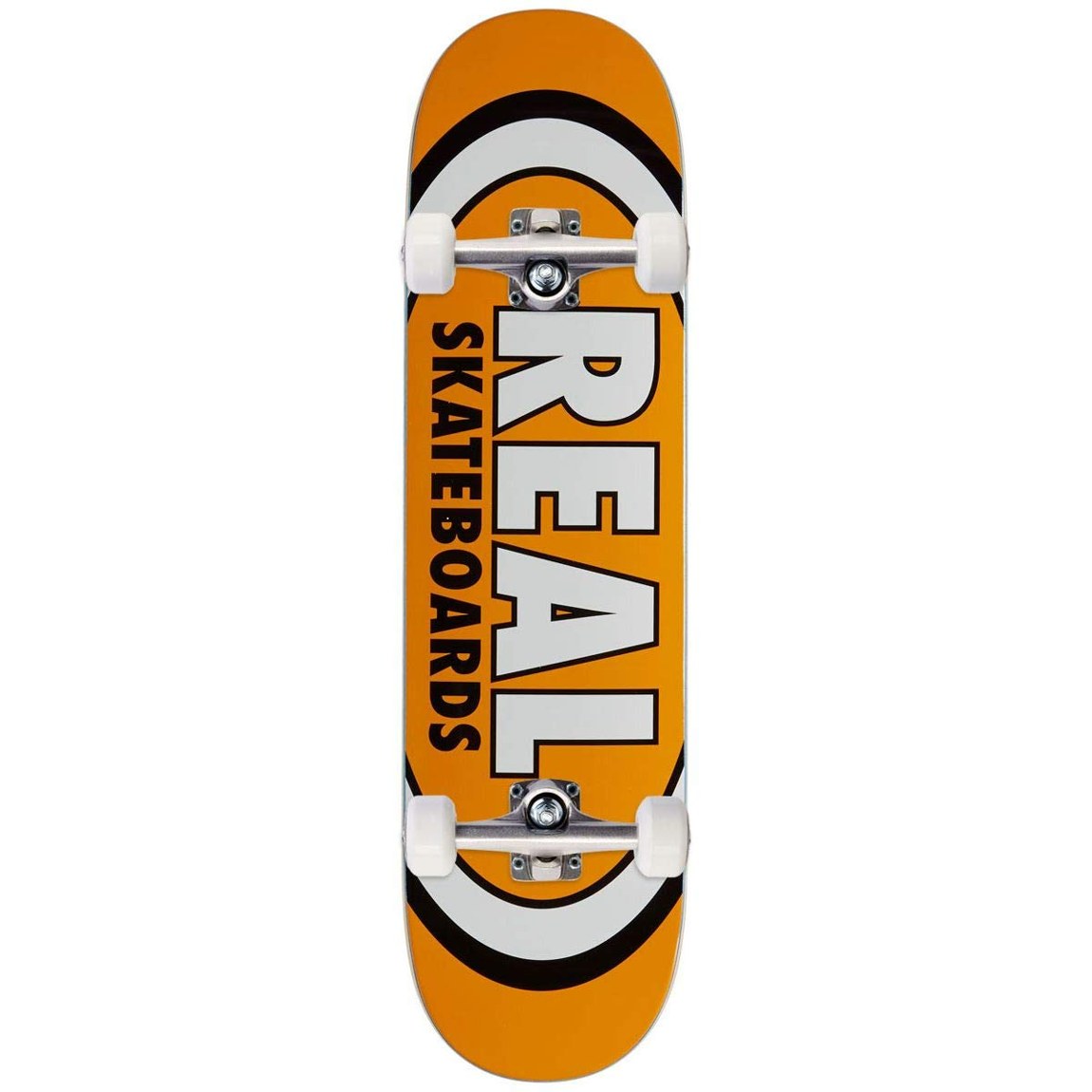 PRODUCT DETAILS Real Classic Oval スケートボード コンプリート 7.50インチ オレンジ 7.50"【商品仕様】・ 種別：スケートボード コンプリート（完成品）・ デッキ幅：7.50インチ（約19.05cm）・ ウィール：52mm・ トラック：139mm・ ベアリング：Abec 7・ 素材：メイプル【特徴】・ 老舗スケートボードブランドRealの定番ロゴであるClassic Ovalを採用したモデルです。・ デッキ、トラック、ウィール、ベアリングが全て揃った組み立て済みのセットです。・ 7.50インチの幅は、コントロールがしやすく、フリップなどの回転系トリックの練習にも適しています。・ ストリートやパークでの走行に適した標準的な52mmウィールを装備しています。【ご注意】・ 海外並行輸入品のため、付属の説明書がある場合は英語表記となります。 ■ 商品について 海外輸入品（説明書は英語表記の場合あり） ■ ご注意 ・掲載画像は実物に近い色味になるよう調整しておりますが、ご利用の環境により差異が生じる場合があります。・複数店舗で在庫を共有しているため、ご注文後に在庫切れとなる場合がございます。 ■ 納期について お届けの目安を必ずご確認ください。 海外正規ルート仕入れ品 海外ブランド ▼ 海外正規ブランド店 正規代理店 ▼ 当 店 ※本商品は並行輸入品です 製造元は正規品と同一のブランド・メーカーです。当店では海外正規ルートより仕入れた商品を取り扱っております。流通ルートが異なるのみで、商品自体に違いはございません。 ── 当店の商品について ── 正規品のみ取り扱い 海外正規店・正規代理店から商品を直接仕入れ、国内に輸入して販売しております。 日本未入荷・海外限定モデルも多数 日本未入荷・海外限定モデルも多数取り扱っております。サイズ・カラー違いや海外限定で販売された製品など、日本では手に入りにくいアイテムをお届けいたします。 お求めやすい価格の理由 海外市場での価格差や流通ルートの違いにより、国内販売価格よりお求めやすくなっております。品質はそのままに、よりお手頃な価格でお届けいたします。 安心保証 ご使用前に万が一、製品に不具合がございました場合は、交換または商品代金のご返金にて対応させていただきます。商品到着後5日以内にご連絡ください。 ご注意 海外からの輸入品となります。海外輸送のため、外箱に軽微なスレ等がある場合がございますが、商品本体には影響ございません。 ※在庫状況は仕入先の在庫情報をもとに出来る限り正確に表示しておりますが、取寄せ商品のため、タイミングによりご注文後に欠品・キャンセルとなる場合がございます。 お探しの商品がございましたら、お気軽にご相談ください。
