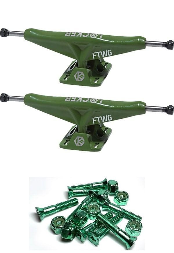 PRODUCT DETAILS Grind King Truck Co. Locker Army Green スケートボード トラック 6.37" ハンガー 9.25" アクスル ハードウェア付属 2個セット【商品仕様】・ 種別：スケートボード用トラック・ ハンガー幅：6.37インチ（約16.1cm）・ アクスル幅：9.25インチ（約23.5cm）・ カラー：アーミーグリーン・ 構成：トラック2個（1セット）、1インチ取付用ハードウェア一式（アノダイズドグリーン）【特徴】・ 多様なライディングに対応し、スムーズな乗り心地を提供する設計です。・ トラック本体と同系色の1インチ・アノダイズド加工ハードウェアが付属するセット商品です。・ アクスル幅9.25インチとなっており、幅広のデッキサイズに適した仕様です。・ 耐久性のあるアーミーグリーンの塗装仕上げが施されています。【ご注意】・ 海外並行輸入品のため、付属の説明書がある場合は英語表記となります。 ■ 商品について 海外輸入品（説明書は英語表記の場合あり） ■ ご注意 ・掲載画像は実物に近い色味になるよう調整しておりますが、ご利用の環境により差異が生じる場合があります。・複数店舗で在庫を共有しているため、ご注文後に在庫切れとなる場合がございます。 ■ 納期について お届けの目安を必ずご確認ください。 海外正規ルート仕入れ品 海外ブランド ▼ 海外正規ブランド店 正規代理店 ▼ 当 店 ※本商品は並行輸入品です 製造元は正規品と同一のブランド・メーカーです。当店では海外正規ルートより仕入れた商品を取り扱っております。流通ルートが異なるのみで、商品自体に違いはございません。 ── 当店の商品について ── 正規品のみ取り扱い 海外正規店・正規代理店から商品を直接仕入れ、国内に輸入して販売しております。 日本未入荷・海外限定モデルも多数 日本未入荷・海外限定モデルも多数取り扱っております。サイズ・カラー違いや海外限定で販売された製品など、日本では手に入りにくいアイテムをお届けいたします。 お求めやすい価格の理由 海外市場での価格差や流通ルートの違いにより、国内販売価格よりお求めやすくなっております。品質はそのままに、よりお手頃な価格でお届けいたします。 安心保証 ご使用前に万が一、製品に不具合がございました場合は、交換または商品代金のご返金にて対応させていただきます。商品到着後5日以内にご連絡ください。 ご注意 海外からの輸入品となります。海外輸送のため、外箱に軽微なスレ等がある場合がございますが、商品本体には影響ございません。 ※在庫状況は仕入先の在庫情報をもとに出来る限り正確に表示しておりますが、取寄せ商品のため、タイミングによりご注文後に欠品・キャンセルとなる場合がございます。 お探しの商品がございましたら、お気軽にご相談ください。