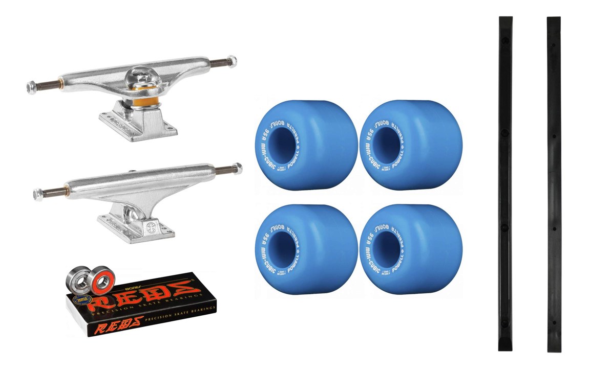 PRODUCT DETAILS INDEPENDENT 159 Powell Peralta Mini-Cubic 64mm スケートボードパーツ セット トラック ウィール ベアリング レールバー【商品仕様】・ セット内容：トラック（2個）、ウィール（4個）、ベアリング（8個）、レールバー（2本）・ トラック：INDEPENDENT Stage 11 Standard 159 (アクスル幅：8.75インチ / 約22.2cm)・ ウィール：Powell Peralta Mini-Cubic 64mm 95A (ブルー / 直径約64mm)・ レールバー：Black Diamond 14.5インチ (約36.8cm / 4ホール / 木ネジ付属)・ ベアリング：Bones Reds【特徴】・ オールドスクールなスケートボードのカスタマイズに適した、主要パーツのセットです。・ トラックには耐久性と操作性に定評のあるINDEPENDENTのStage 11を採用しています。・ ウィールはPowell PeraltaのMini-Cubicを使用し、安定感のあるライディングをサポートします。・ デッキ裏に取り付けるレールバーにより、グラフィックの保護とスライド性能の向上が可能です。・ 定番のBones Redsベアリングを同梱しており、スムーズな回転性能を提供します。【ご注意】・ 海外並行輸入品のため、付属の説明書がある場合は英語表記となります。 ■ 商品について 海外輸入品（説明書は英語表記の場合あり） ■ ご注意 ・掲載画像は実物に近い色味になるよう調整しておりますが、ご利用の環境により差異が生じる場合があります。・複数店舗で在庫を共有しているため、ご注文後に在庫切れとなる場合がございます。 ■ 納期について お届けの目安を必ずご確認ください。 海外正規ルート仕入れ品 海外ブランド ▼ 海外正規ブランド店 正規代理店 ▼ 当 店 ※本商品は並行輸入品です 製造元は正規品と同一のブランド・メーカーです。当店では海外正規ルートより仕入れた商品を取り扱っております。流通ルートが異なるのみで、商品自体に違いはございません。 ── 当店の商品について ── 正規品のみ取り扱い 海外正規店・正規代理店から商品を直接仕入れ、国内に輸入して販売しております。 日本未入荷・海外限定モデルも多数 日本未入荷・海外限定モデルも多数取り扱っております。サイズ・カラー違いや海外限定で販売された製品など、日本では手に入りにくいアイテムをお届けいたします。 お求めやすい価格の理由 海外市場での価格差や流通ルートの違いにより、国内販売価格よりお求めやすくなっております。品質はそのままに、よりお手頃な価格でお届けいたします。 安心保証 ご使用前に万が一、製品に不具合がございました場合は、交換または商品代金のご返金にて対応させていただきます。商品到着後5日以内にご連絡ください。 ご注意 海外からの輸入品となります。海外輸送のため、外箱に軽微なスレ等がある場合がございますが、商品本体には影響ございません。 ※在庫状況は仕入先の在庫情報をもとに出来る限り正確に表示しておりますが、取寄せ商品のため、タイミングによりご注文後に欠品・キャンセルとなる場合がございます。 お探しの商品がございましたら、お気軽にご相談ください。