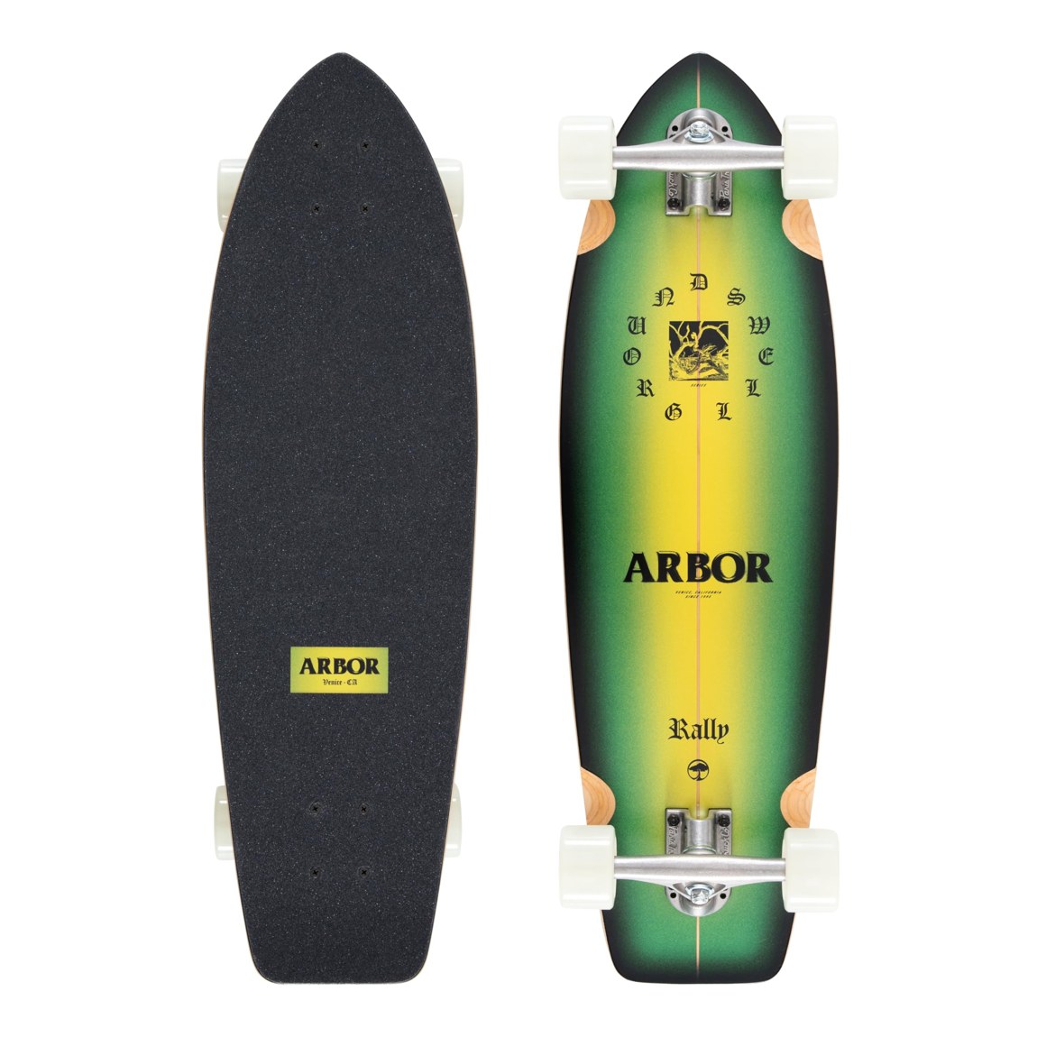 PRODUCT DETAILS Arbor Groundswell Drifter Rally コンプリート クルーザー スケートボード 31"【商品仕様】・ 種別：クルーザー コンプリート（完成品）・ 全長：31インチ（約78.74cm）・ デッキ素材：7枚合板 サステナブル カナディアンメイプル・ トラック：Paris Reverse 50° 150mm Trucks・ ウィール：Arbor Easyrider Series - Mosh Wheels・ ベアリング：ABEC 7 Bearings with Spacers【特徴】・ 環境に配慮しサステナブルな供給源から調達されたカナディアンメイプルをデッキ素材に採用しています。・ 旋回性能に定評のあるParis社のリバースキングピントラックを標準装備しています。・ Arbor独自のEasyriderシリーズ・Moshウィールを搭載し、スムーズな走行性能を実現しました。・ 街乗りからカービング、クルージングまで幅広く対応する設計のコンプリートモデルです。【ご注意】・ 海外並行輸入品のため、付属の説明書がある場合は英語表記となります。 ■ 商品について 海外輸入品（説明書は英語表記の場合あり） ■ ご注意 ・掲載画像は実物に近い色味になるよう調整しておりますが、ご利用の環境により差異が生じる場合があります。・複数店舗で在庫を共有しているため、ご注文後に在庫切れとなる場合がございます。 ■ 納期について お届けの目安を必ずご確認ください。 海外正規ルート仕入れ品 海外ブランド ▼ 海外正規ブランド店 正規代理店 ▼ 当 店 ※本商品は並行輸入品です 製造元は正規品と同一のブランド・メーカーです。当店では海外正規ルートより仕入れた商品を取り扱っております。流通ルートが異なるのみで、商品自体に違いはございません。 ── 当店の商品について ── 正規品のみ取り扱い 海外正規店・正規代理店から商品を直接仕入れ、国内に輸入して販売しております。 日本未入荷・海外限定モデルも多数 日本未入荷・海外限定モデルも多数取り扱っております。サイズ・カラー違いや海外限定で販売された製品など、日本では手に入りにくいアイテムをお届けいたします。 お求めやすい価格の理由 海外市場での価格差や流通ルートの違いにより、国内販売価格よりお求めやすくなっております。品質はそのままに、よりお手頃な価格でお届けいたします。 安心保証 ご使用前に万が一、製品に不具合がございました場合は、交換または商品代金のご返金にて対応させていただきます。商品到着後5日以内にご連絡ください。 ご注意 海外からの輸入品となります。海外輸送のため、外箱に軽微なスレ等がある場合がございますが、商品本体には影響ございません。 ※在庫状況は仕入先の在庫情報をもとに出来る限り正確に表示しておりますが、取寄せ商品のため、タイミングによりご注文後に欠品・キャンセルとなる場合がございます。 お探しの商品がございましたら、お気軽にご相談ください。