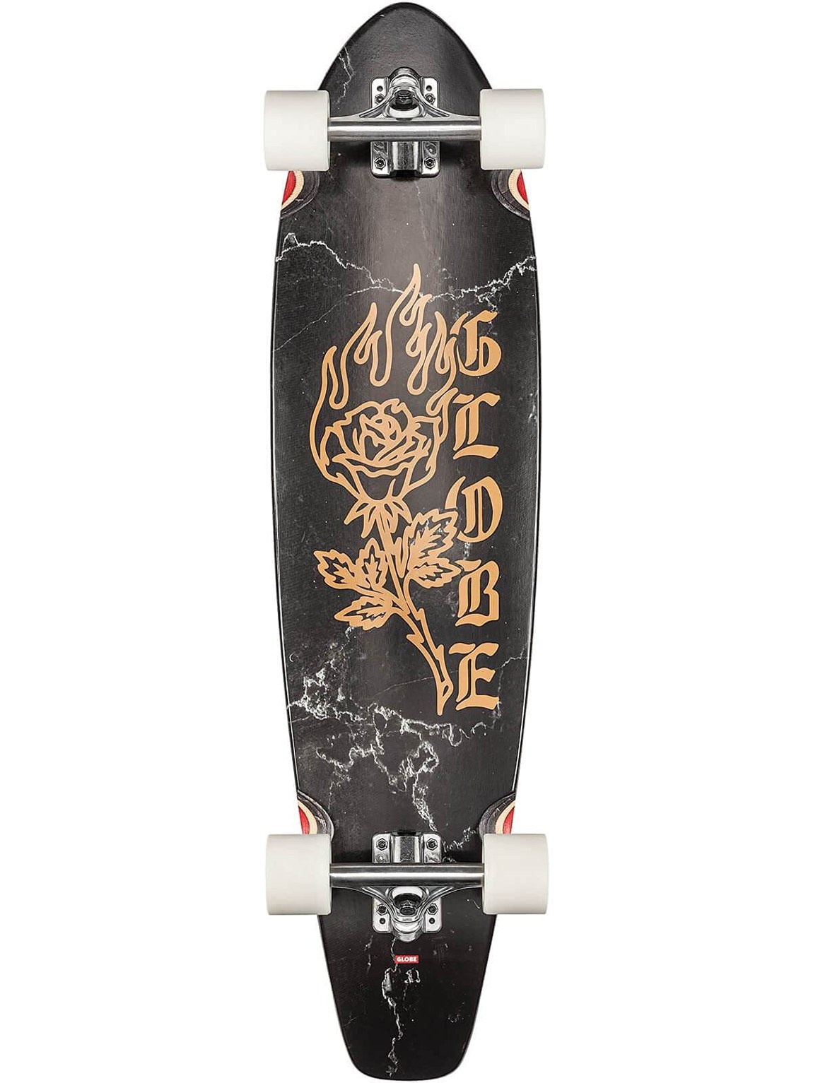 PRODUCT DETAILS Globe The All-Time Black Rose ロングボード クルーザー スケートボード 35.8インチ【商品仕様】・ 種別：ロングボード / クルーザー・ サイズ：全長 約35.8インチ（約90.9cm）× 幅 約9インチ（約22.8cm）・ 素材：Hemp（麻）、Applewood、Resin-7 Hard Rock Maple（メイプル）・ デッキ形状：メロウコンケーブ、キックテール付き・ グリップテープ：クリア・ブロードキャスト・グリップテープ（デッキ面が見える仕様）【特徴】・ カリフォルニアで設計されたGlobeブランドのロングスケートボードです。・ デッキ素材にHemp（麻）やApplewood、メイプル材をResin-7（エポキシ樹脂圧着）で構成しています。・ 緩やかなコンケーブと後方のキックテールにより、安定感のあるクルージングが可能です。・ 透明なグリップテープを採用しており、デッキの質感やグラフィックを活かしたデザインとなっています。・ 街乗りやクルージング、長距離の移動に適したサイズ感の完成品（コンプリート）モデルです。【ご注意】・ 海外並行輸入品のため、付属の説明書がある場合は英語表記となります。 ■ 商品について 海外輸入品（説明書は英語表記の場合あり） ■ ご注意 ・掲載画像は実物に近い色味になるよう調整しておりますが、ご利用の環境により差異が生じる場合があります。・複数店舗で在庫を共有しているため、ご注文後に在庫切れとなる場合がございます。 ■ 納期について お届けの目安を必ずご確認ください。 海外正規ルート仕入れ品 海外ブランド ▼ 海外正規ブランド店 正規代理店 ▼ 当 店 ※本商品は並行輸入品です 製造元は正規品と同一のブランド・メーカーです。当店では海外正規ルートより仕入れた商品を取り扱っております。流通ルートが異なるのみで、商品自体に違いはございません。 ── 当店の商品について ── 正規品のみ取り扱い 海外正規店・正規代理店から商品を直接仕入れ、国内に輸入して販売しております。 日本未入荷・海外限定モデルも多数 日本未入荷・海外限定モデルも多数取り扱っております。サイズ・カラー違いや海外限定で販売された製品など、日本では手に入りにくいアイテムをお届けいたします。 お求めやすい価格の理由 海外市場での価格差や流通ルートの違いにより、国内販売価格よりお求めやすくなっております。品質はそのままに、よりお手頃な価格でお届けいたします。 安心保証 ご使用前に万が一、製品に不具合がございました場合は、交換または商品代金のご返金にて対応させていただきます。商品到着後5日以内にご連絡ください。 ご注意 海外からの輸入品となります。海外輸送のため、外箱に軽微なスレ等がある場合がございますが、商品本体には影響ございません。 ※在庫状況は仕入先の在庫情報をもとに出来る限り正確に表示しておりますが、取寄せ商品のため、タイミングによりご注文後に欠品・キャンセルとなる場合がございます。 お探しの商品がございましたら、お気軽にご相談ください。