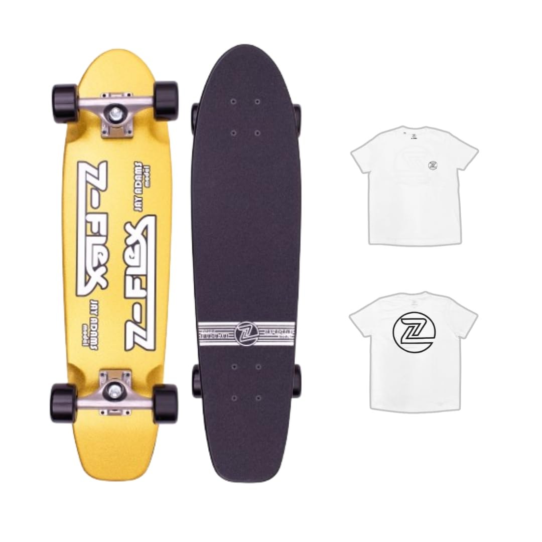 PRODUCT DETAILS Z-FLEX Z-Cruiser 29" Gold Metal Z-Crew Pocket T-Shirt Set クルーザー スケートボード コンプリート 29.5インチ Tシャツ付き ホワイト Lサイズ【商品仕様】・ 種別：クルーザー スケートボード コンプリート（完成品）・ デッキサイズ：長さ 29.5インチ（約75cm） × 幅 7.5インチ（約19.5cm）・ デッキ素材：7層メイプルウッド・ トラック：5インチ パウダーコート Z-TRUCK（90Aブッシュ）・ ウィール：63mm 83A Z-Smooth Wheels・ ライザーパッド：14mm・ 付属Tシャツ：ホワイト Lサイズ（US規格タイトフィット）【特徴】・ Jay Adamsモデルをベースにした29インチのクルーザーと、バックプリントロゴ入りポケットTシャツのセット商品です。・ 深いターンを可能にする独自のZ-TRUCKを搭載しており、初心者から上級者までクルージングを楽しめる設計です。・ 63mmのソフトウィールと14mmのライザーパッドにより、路面の振動を抑えたスムーズな走行が可能です。・ デッキテープにはZ-Flexのオリジナルロゴがプリントされています。・ セットのTシャツは、1990年代当時のロゴサイズを忠実に再現したデザインです。【ご注意】・ 海外並行輸入品のため、付属の説明書がある場合は英語表記となります。 ■ 商品について 海外輸入品（説明書は英語表記の場合あり） ■ ご注意 ・掲載画像は実物に近い色味になるよう調整しておりますが、ご利用の環境により差異が生じる場合があります。・複数店舗で在庫を共有しているため、ご注文後に在庫切れとなる場合がございます。 ■ 納期について お届けの目安を必ずご確認ください。 海外正規ルート仕入れ品 海外ブランド ▼ 海外正規ブランド店 正規代理店 ▼ 当 店 ※本商品は並行輸入品です 製造元は正規品と同一のブランド・メーカーです。当店では海外正規ルートより仕入れた商品を取り扱っております。流通ルートが異なるのみで、商品自体に違いはございません。 ── 当店の商品について ── 正規品のみ取り扱い 海外正規店・正規代理店から商品を直接仕入れ、国内に輸入して販売しております。 日本未入荷・海外限定モデルも多数 日本未入荷・海外限定モデルも多数取り扱っております。サイズ・カラー違いや海外限定で販売された製品など、日本では手に入りにくいアイテムをお届けいたします。 お求めやすい価格の理由 海外市場での価格差や流通ルートの違いにより、国内販売価格よりお求めやすくなっております。品質はそのままに、よりお手頃な価格でお届けいたします。 安心保証 ご使用前に万が一、製品に不具合がございました場合は、交換または商品代金のご返金にて対応させていただきます。商品到着後5日以内にご連絡ください。 ご注意 海外からの輸入品となります。海外輸送のため、外箱に軽微なスレ等がある場合がございますが、商品本体には影響ございません。 ※在庫状況は仕入先の在庫情報をもとに出来る限り正確に表示しておりますが、取寄せ商品のため、タイミングによりご注文後に欠品・キャンセルとなる場合がございます。 お探しの商品がございましたら、お気軽にご相談ください。