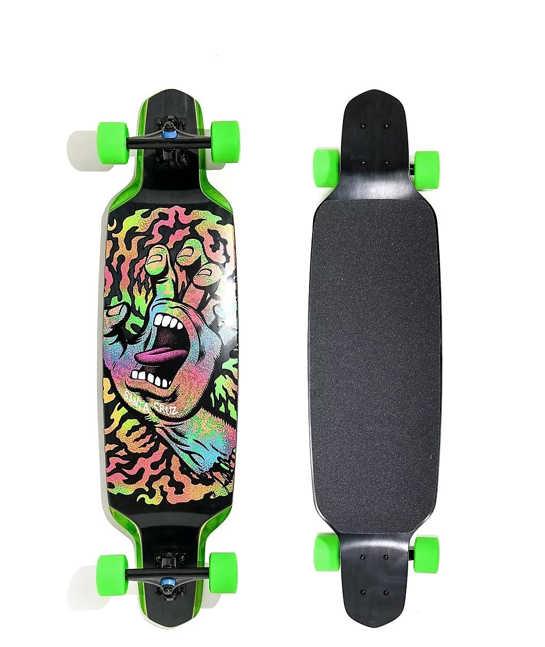 PRODUCT DETAILS Santa Cruz Obscure Hand Drop Down 9.5" ロングボード コンプリート スケートボード 37.52インチ【商品仕様】・ 種別：ロングボード コンプリート（完成品）・ デッキ幅：9.5インチ（約24.13cm）・ デッキ長さ：37.52インチ（約95.30cm）・ ホイールベース：27.50インチ（約69.85cm）・ 素材：9プライ（9枚合板）・ トラック：160mm Bullet リバースキングピン トラック・ ウィール：66mm 78a Santa Cruz Slimeballs ウィール・ 形状：ドロップダウン【特徴】・ 重心を低く保つドロップダウン形状を採用しており、安定した走行とプッシュのしやすさを実現しています。・ ウィールウェル加工により、深いターン時でもウィールとデッキが接触するウィールバイトを軽減します。・ 160mmのBulletリバースキングピントラックを装備し、ダウンヒルやクルージングに最適な操作性を提供します。・ 耐久性に優れた9層構造のウッドデッキに、滑らかな乗り心地のSlimeballsソフトウィールを組み合わせています。【ご注意】・ 海外並行輸入品のため、付属の説明書がある場合は英語表記となります。 ■ 商品について 海外輸入品（説明書は英語表記の場合あり） ■ ご注意 ・掲載画像は実物に近い色味になるよう調整しておりますが、ご利用の環境により差異が生じる場合があります。・複数店舗で在庫を共有しているため、ご注文後に在庫切れとなる場合がございます。 ■ 納期について お届けの目安を必ずご確認ください。 海外正規ルート仕入れ品 海外ブランド ▼ 海外正規ブランド店 正規代理店 ▼ 当 店 ※本商品は並行輸入品です 製造元は正規品と同一のブランド・メーカーです。当店では海外正規ルートより仕入れた商品を取り扱っております。流通ルートが異なるのみで、商品自体に違いはございません。 ── 当店の商品について ── 正規品のみ取り扱い 海外正規店・正規代理店から商品を直接仕入れ、国内に輸入して販売しております。 日本未入荷・海外限定モデルも多数 日本未入荷・海外限定モデルも多数取り扱っております。サイズ・カラー違いや海外限定で販売された製品など、日本では手に入りにくいアイテムをお届けいたします。 お求めやすい価格の理由 海外市場での価格差や流通ルートの違いにより、国内販売価格よりお求めやすくなっております。品質はそのままに、よりお手頃な価格でお届けいたします。 安心保証 ご使用前に万が一、製品に不具合がございました場合は、交換または商品代金のご返金にて対応させていただきます。商品到着後5日以内にご連絡ください。 ご注意 海外からの輸入品となります。海外輸送のため、外箱に軽微なスレ等がある場合がございますが、商品本体には影響ございません。 ※在庫状況は仕入先の在庫情報をもとに出来る限り正確に表示しておりますが、取寄せ商品のため、タイミングによりご注文後に欠品・キャンセルとなる場合がございます。 お探しの商品がございましたら、お気軽にご相談ください。