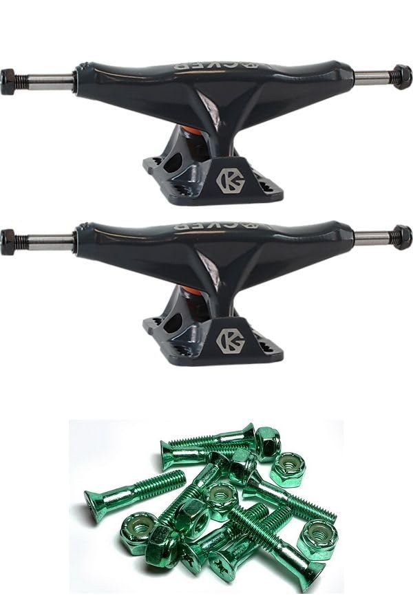 PRODUCT DETAILS Grind King Truck Co. Locker Battleship Grey スケートボード トラック 5.8" Hanger 8.5" Axle ハードウェア付属 セット【商品仕様】・ 種別：スケートボード トラック・ハードウェアセット・ アクスル幅：8.5インチ (約21.59cm)・ ハンガー幅：5.8インチ (約14.73cm)・ ハードウェア：1インチ（アノダイズドグリーン）・ セット内容：トラック2点、取付用ボルト・ナット1セット【特徴】・ Grind King Truck Co.製のLockerシリーズ、スケートボード用トラックです。・ アクスル幅8.5インチの設計で、安定感のあるライディングを提供します。・ 鮮やかなグリーンの1インチハードウェアが付属したお得なセットパッケージです。・ バトルシップグレーの落ち着いたカラーリングが特徴です。【ご注意】・ 海外並行輸入品のため、付属の説明書がある場合は英語表記となります。 ■ 商品について 海外輸入品（説明書は英語表記の場合あり） ■ ご注意 ・掲載画像は実物に近い色味になるよう調整しておりますが、ご利用の環境により差異が生じる場合があります。・複数店舗で在庫を共有しているため、ご注文後に在庫切れとなる場合がございます。 ■ 納期について お届けの目安を必ずご確認ください。 海外正規ルート仕入れ品 海外ブランド ▼ 海外正規ブランド店 正規代理店 ▼ 当 店 ※本商品は並行輸入品です 製造元は正規品と同一のブランド・メーカーです。当店では海外正規ルートより仕入れた商品を取り扱っております。流通ルートが異なるのみで、商品自体に違いはございません。 ── 当店の商品について ── 正規品のみ取り扱い 海外正規店・正規代理店から商品を直接仕入れ、国内に輸入して販売しております。 日本未入荷・海外限定モデルも多数 日本未入荷・海外限定モデルも多数取り扱っております。サイズ・カラー違いや海外限定で販売された製品など、日本では手に入りにくいアイテムをお届けいたします。 お求めやすい価格の理由 海外市場での価格差や流通ルートの違いにより、国内販売価格よりお求めやすくなっております。品質はそのままに、よりお手頃な価格でお届けいたします。 安心保証 ご使用前に万が一、製品に不具合がございました場合は、交換または商品代金のご返金にて対応させていただきます。商品到着後5日以内にご連絡ください。 ご注意 海外からの輸入品となります。海外輸送のため、外箱に軽微なスレ等がある場合がございますが、商品本体には影響ございません。 ※在庫状況は仕入先の在庫情報をもとに出来る限り正確に表示しておりますが、取寄せ商品のため、タイミングによりご注文後に欠品・キャンセルとなる場合がございます。 お探しの商品がございましたら、お気軽にご相談ください。