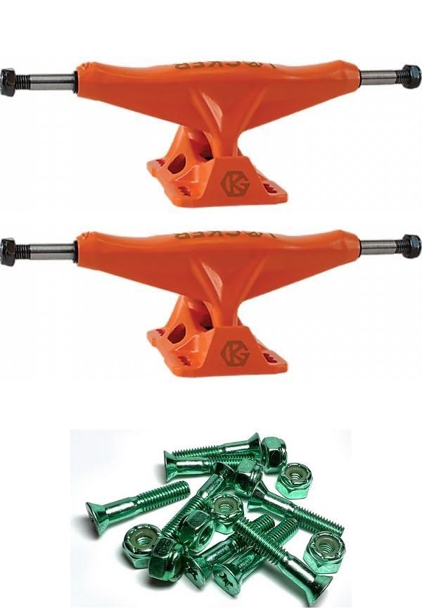PRODUCT DETAILS Grind King Locker Orange スケートボード トラック 6.37" ハンガー 9.25" アクスル 1インチ ハードウェア セット【商品仕様】・ ブランド：Grind King (グラインドキング)・ 種別：スケートボード トラック・ ハンガー幅：6.37インチ (約16.18cm)・ アクスル幅：9.25インチ (約23.49cm)・ 付属品：1インチ アノダイズドグリーン ハードウェア (ボルト・ナット)・ 内容量：トラック2点（前後セット）【特徴】・ Grind KingのLockerシリーズ、鮮やかなオレンジカラーのハンガーが特徴のトラックです。・ アクスル幅9.25インチのワイド仕様で、幅の広いデッキに適したサイズとなっています。・ キングピンの干渉を抑えた構造により、グラインド時の引っかかりを軽減します。・ 1インチのハードウェアがセットになっており、届いてすぐにデッキへの装着が可能です。・ 耐久性に優れ、ストリートからパークまで幅広いライディングスタイルに対応します。【ご注意】・ 海外並行輸入品のため、付属の説明書がある場合は英語表記となります。 ■ 商品について 海外輸入品（説明書は英語表記の場合あり） ■ ご注意 ・掲載画像は実物に近い色味になるよう調整しておりますが、ご利用の環境により差異が生じる場合があります。・複数店舗で在庫を共有しているため、ご注文後に在庫切れとなる場合がございます。 ■ 納期について お届けの目安を必ずご確認ください。 海外正規ルート仕入れ品 海外ブランド ▼ 海外正規ブランド店 正規代理店 ▼ 当 店 ※本商品は並行輸入品です 製造元は正規品と同一のブランド・メーカーです。当店では海外正規ルートより仕入れた商品を取り扱っております。流通ルートが異なるのみで、商品自体に違いはございません。 ── 当店の商品について ── 正規品のみ取り扱い 海外正規店・正規代理店から商品を直接仕入れ、国内に輸入して販売しております。 日本未入荷・海外限定モデルも多数 日本未入荷・海外限定モデルも多数取り扱っております。サイズ・カラー違いや海外限定で販売された製品など、日本では手に入りにくいアイテムをお届けいたします。 お求めやすい価格の理由 海外市場での価格差や流通ルートの違いにより、国内販売価格よりお求めやすくなっております。品質はそのままに、よりお手頃な価格でお届けいたします。 安心保証 ご使用前に万が一、製品に不具合がございました場合は、交換または商品代金のご返金にて対応させていただきます。商品到着後5日以内にご連絡ください。 ご注意 海外からの輸入品となります。海外輸送のため、外箱に軽微なスレ等がある場合がございますが、商品本体には影響ございません。 ※在庫状況は仕入先の在庫情報をもとに出来る限り正確に表示しておりますが、取寄せ商品のため、タイミングによりご注文後に欠品・キャンセルとなる場合がございます。 お探しの商品がございましたら、お気軽にご相談ください。
