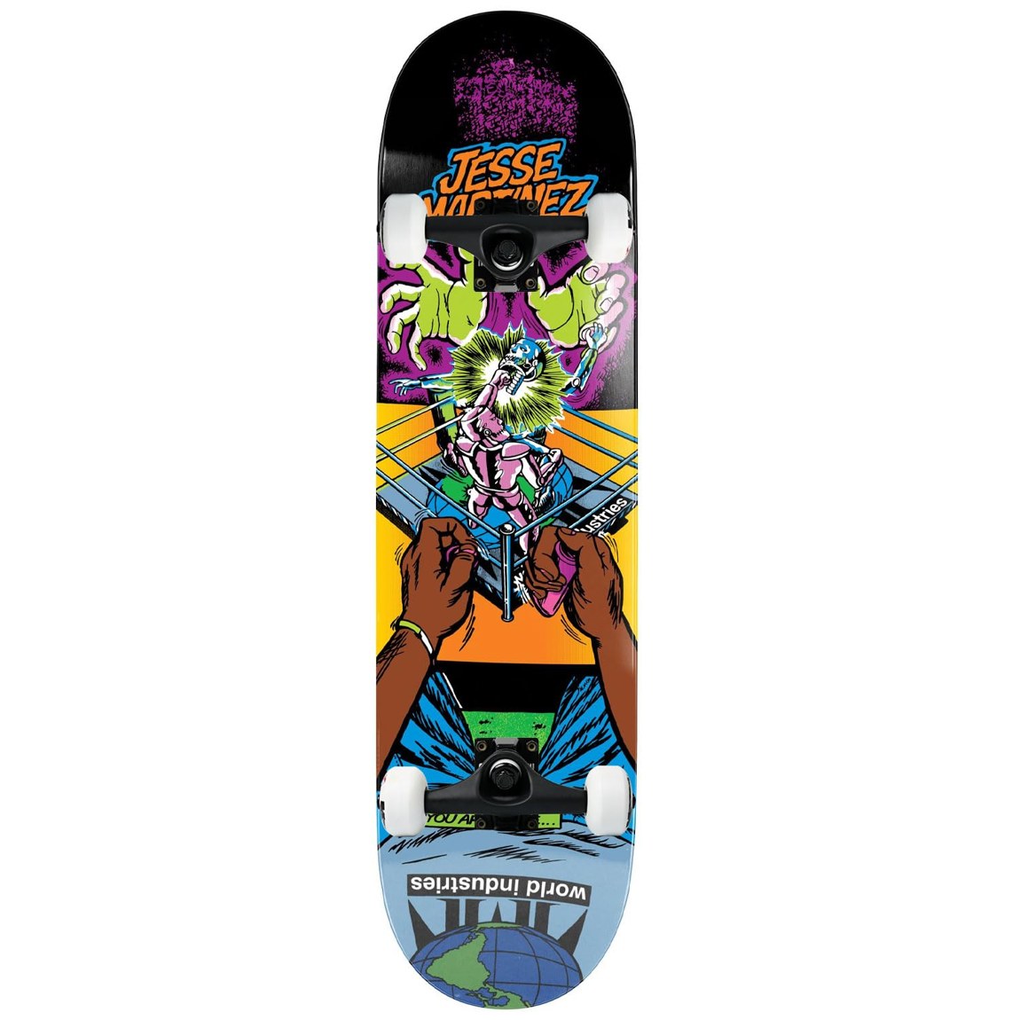 World Industries Jesse Martinez Rock em Sock Em Black スケートボード コンプリート 8.5 x 32.2 インチ